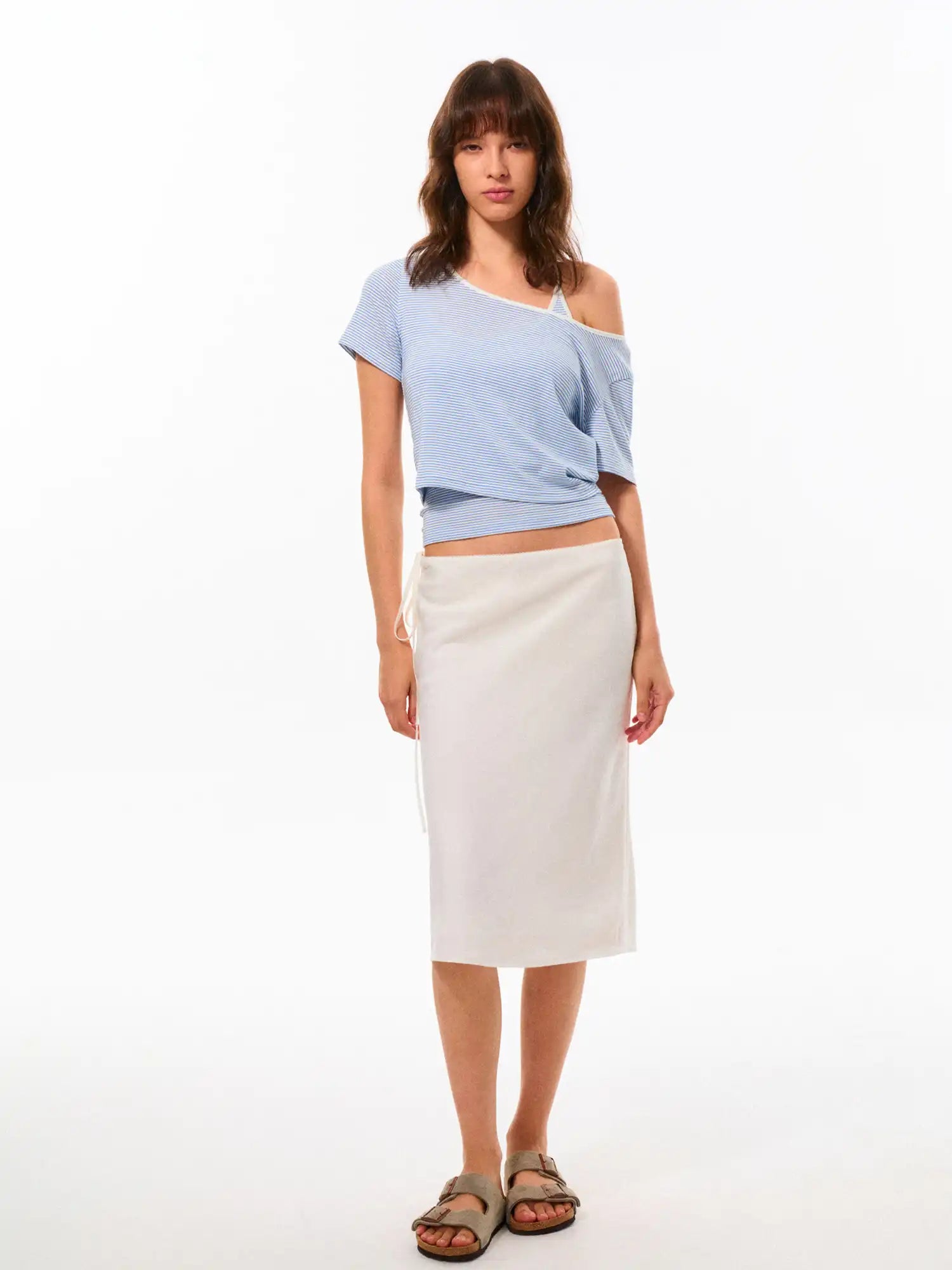 FirstFloor Striped Slouchy Off-Shoulder Top | Canton Collective