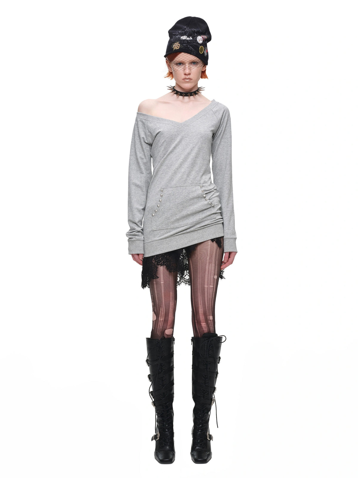 1Jinn Studio Studded Off Shoulder V Neck Top | Canton Collective