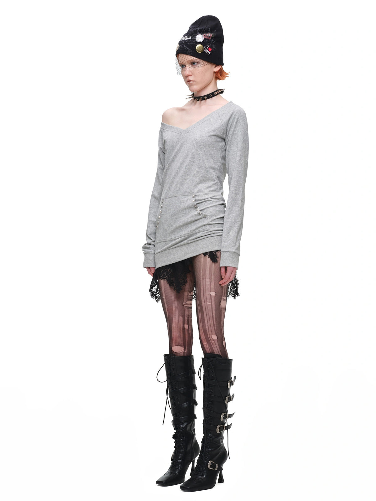 1Jinn Studio Studded Off Shoulder V Neck Top | Canton Collective
