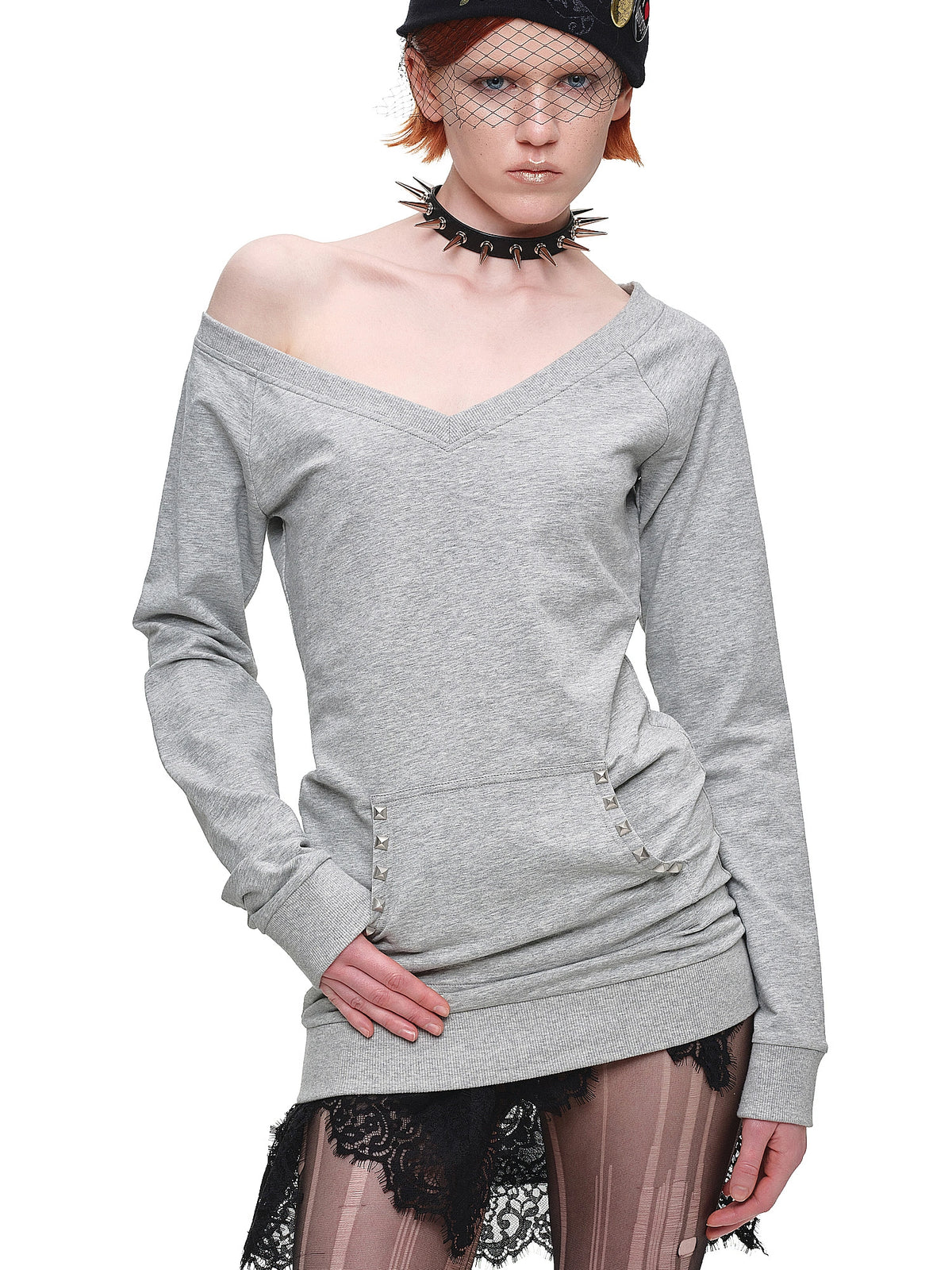 1Jinn Studio Studded Off Shoulder V Neck Top | Canton Collective