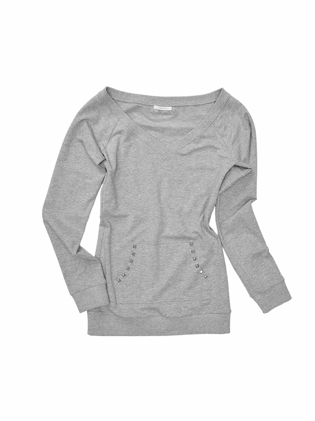 1Jinn Studio Studded Off Shoulder V Neck Top | Canton Collective