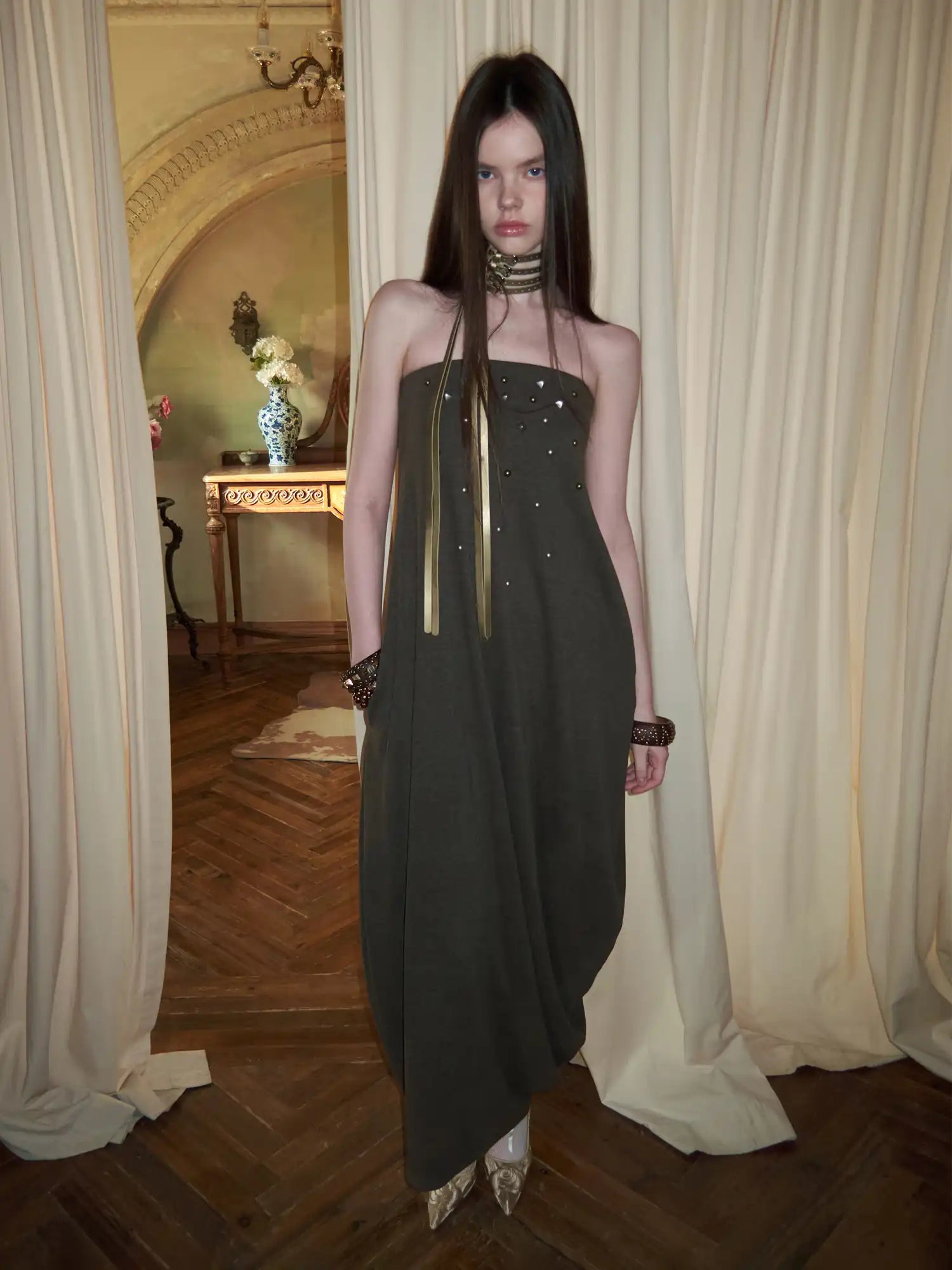 1Jinn Studio Studded Tulip Hem Strapless Maxi Dress | Canton Collective