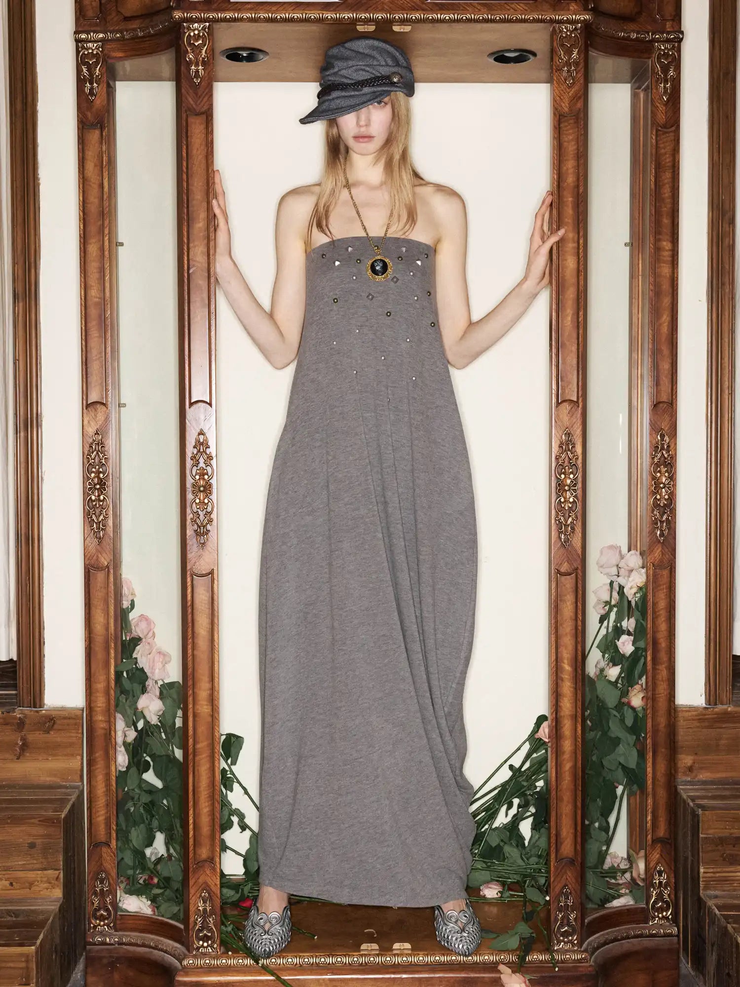 1Jinn Studio Studded Tulip Hem Strapless Maxi Dress | Canton Collective