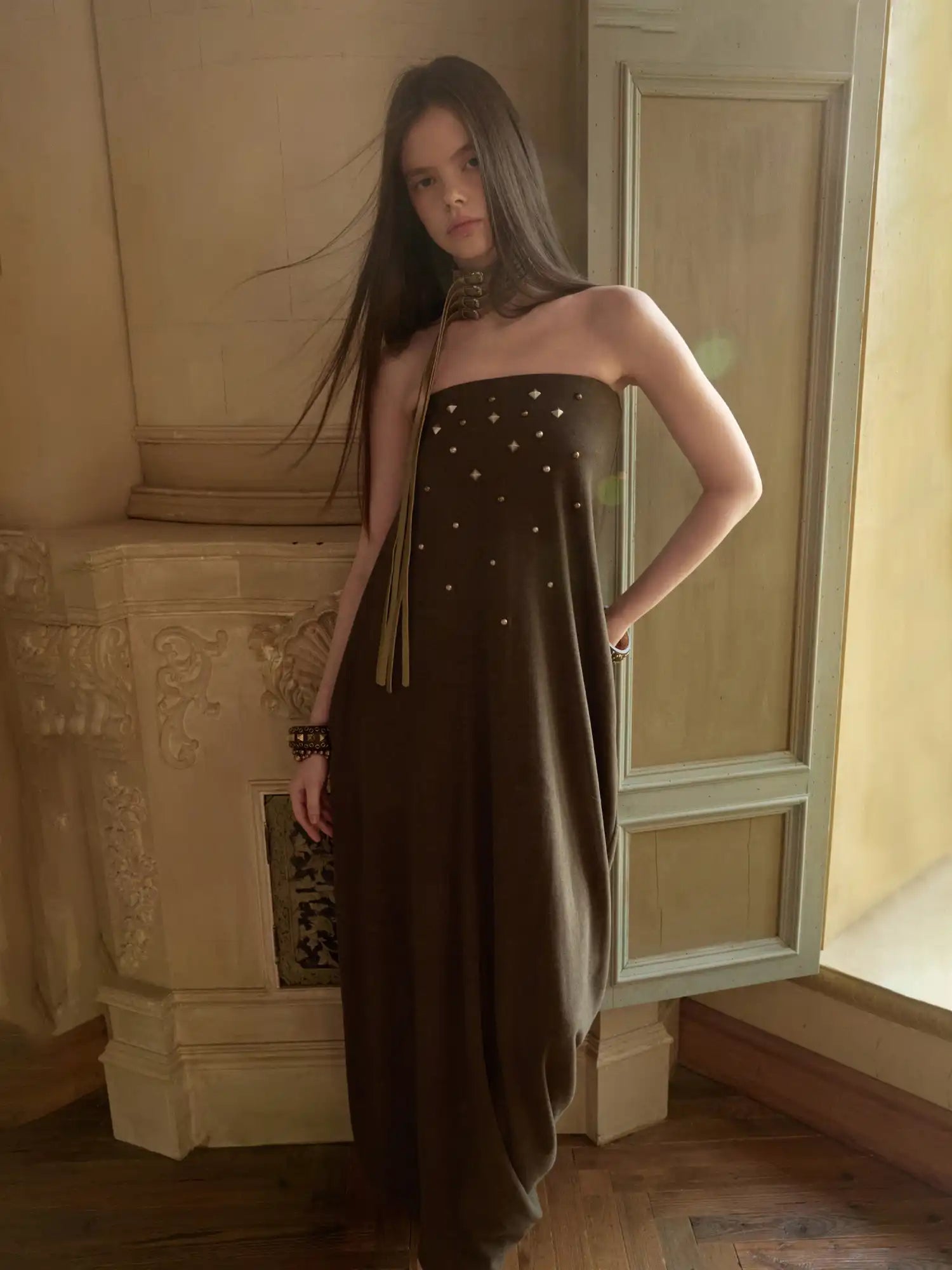 1Jinn Studio Studded Tulip Hem Strapless Maxi Dress | Canton Collective