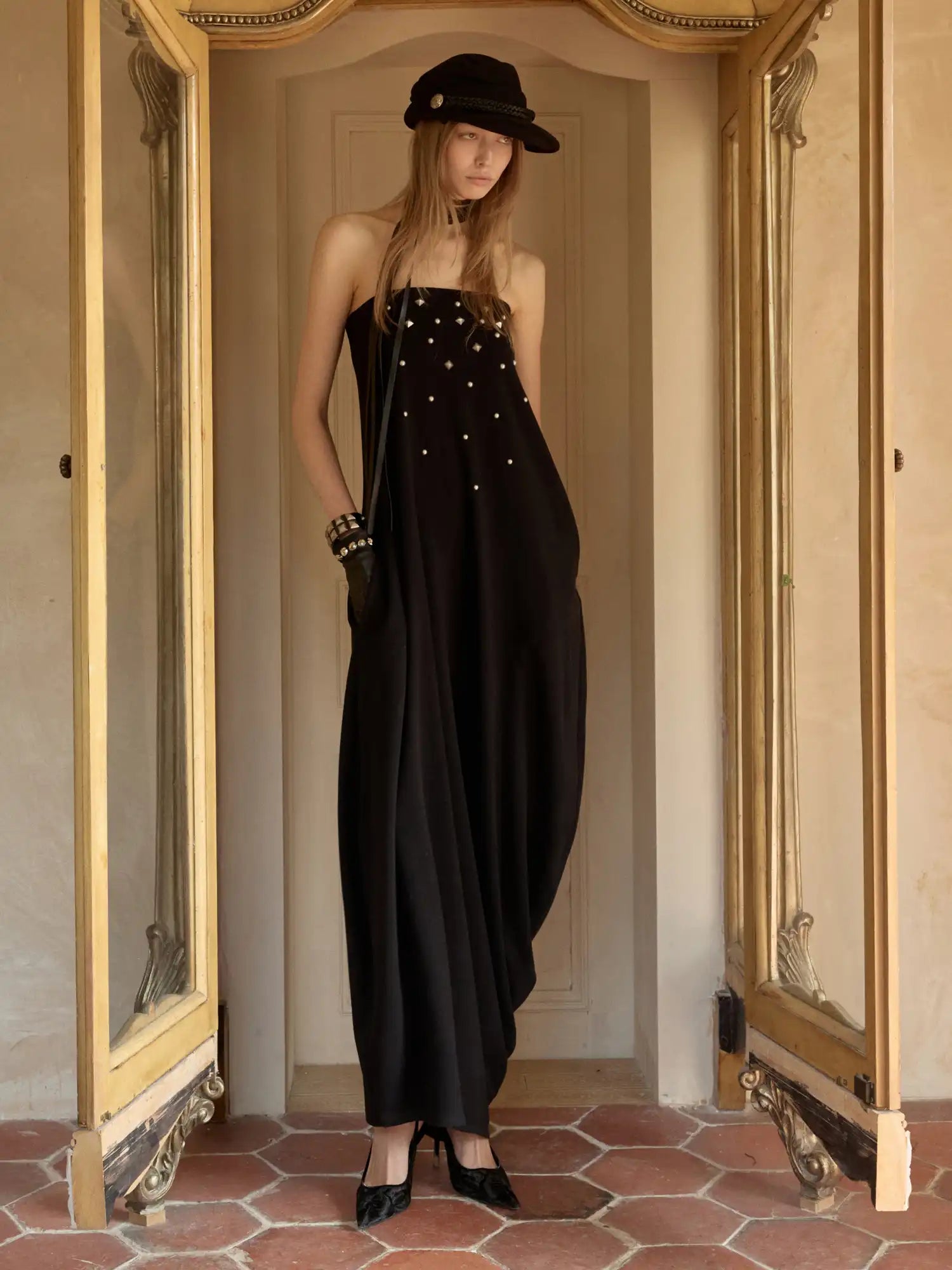 1Jinn Studio Studded Tulip Hem Strapless Maxi Dress | Canton Collective