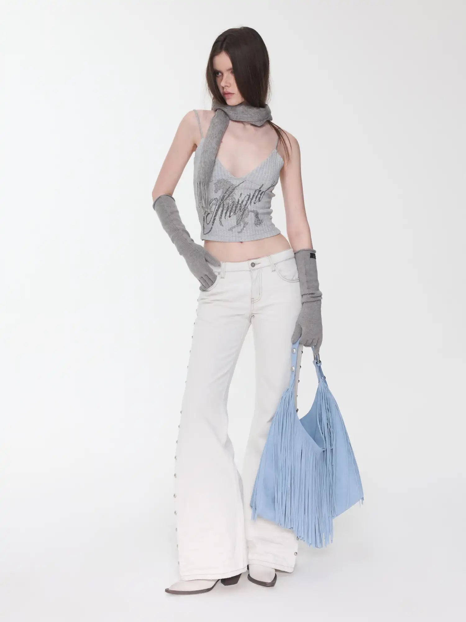 1Jinn Studio Studded Washed Flare Jeans | Canton Collective