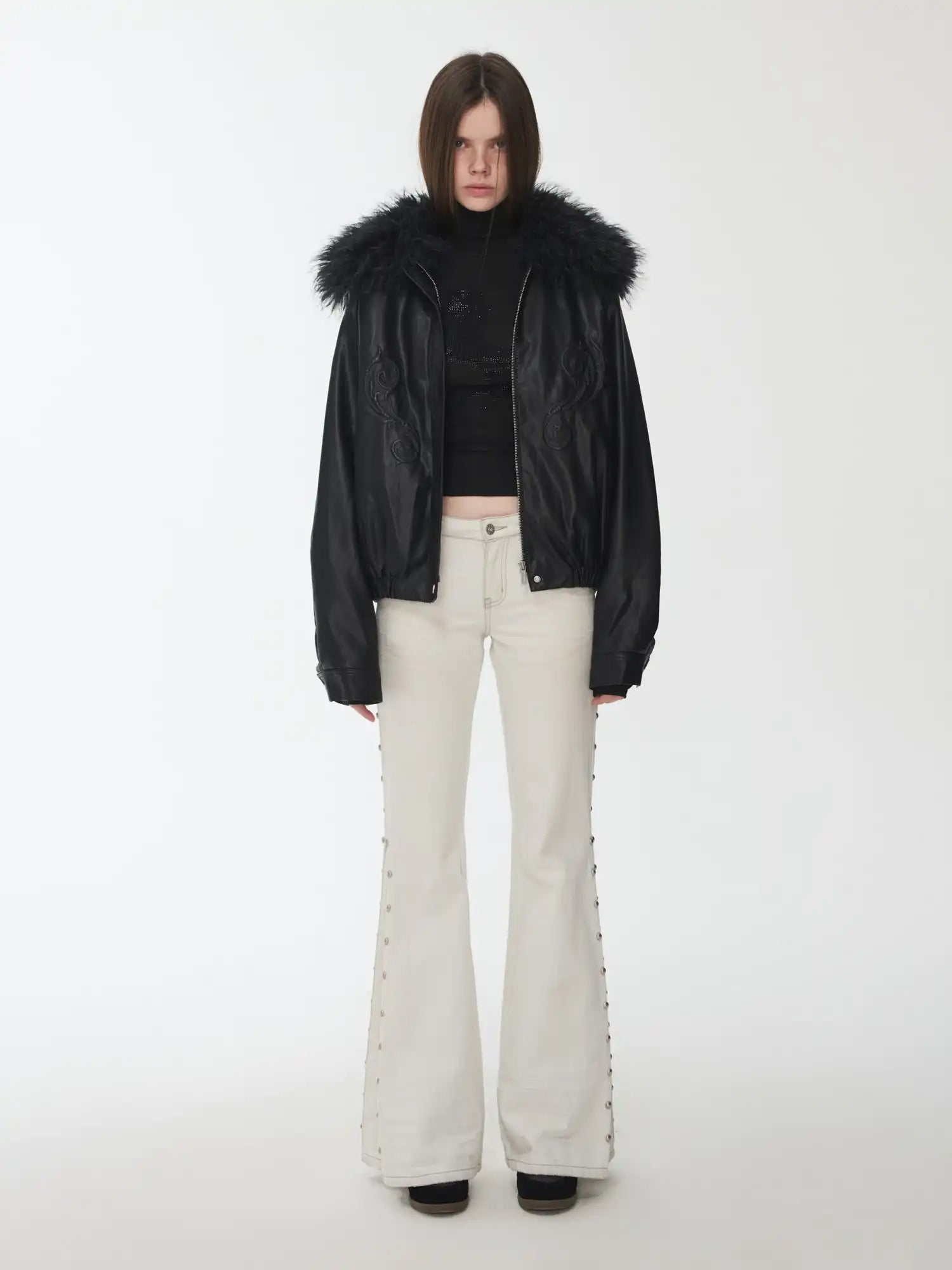 1Jinn Studio Studded Washed Flare Jeans | Canton Collective