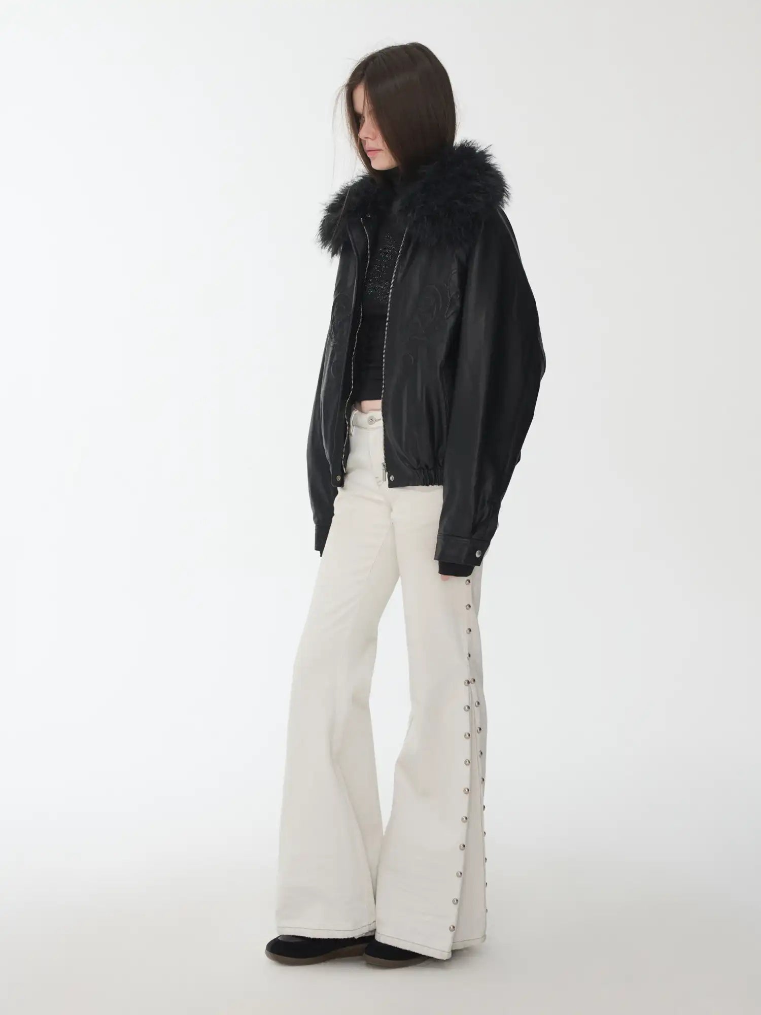 1Jinn Studio Studded Washed Flare Jeans | Canton Collective