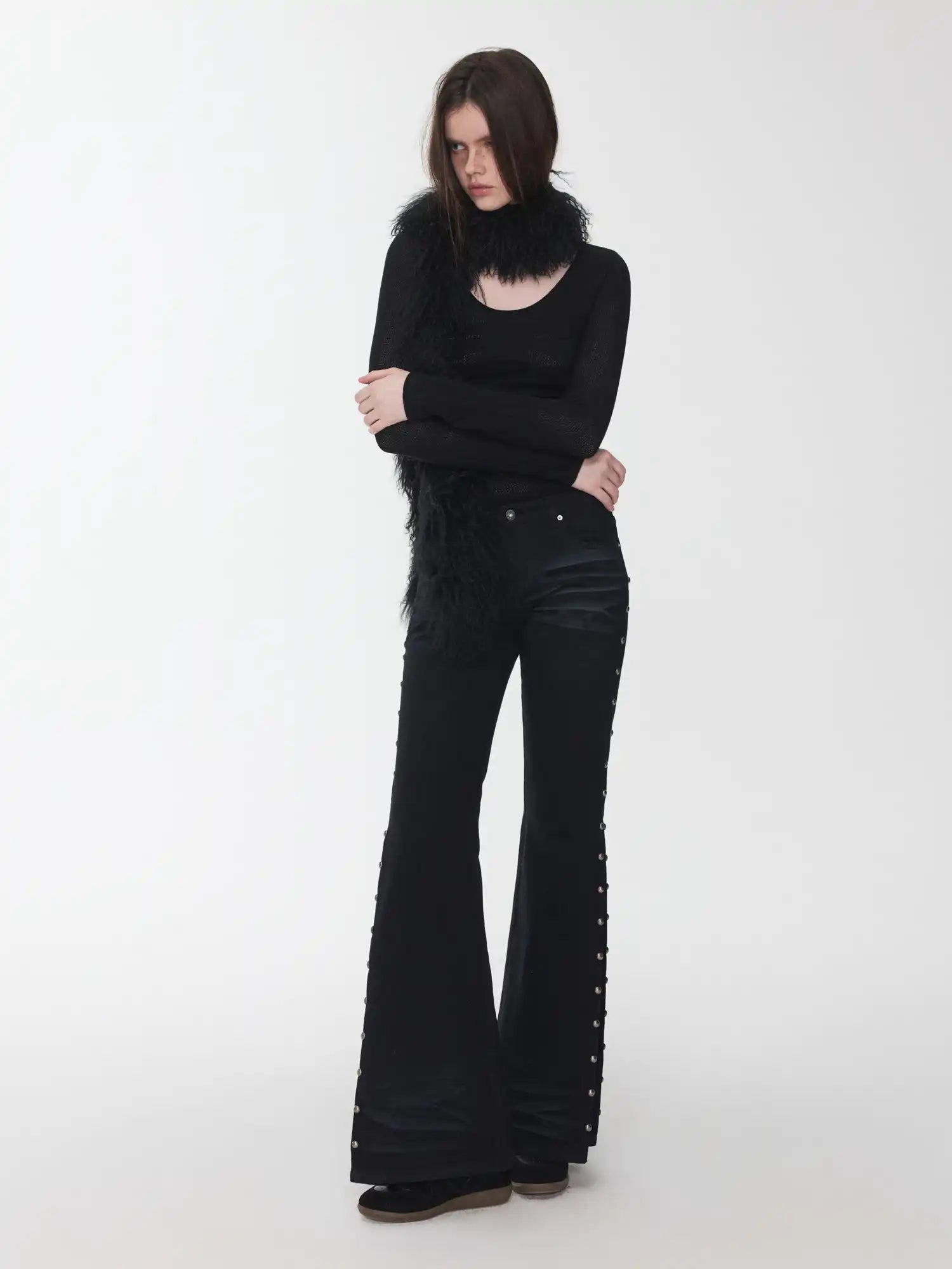 1Jinn Studio Studded Washed Flare Jeans | Canton Collective