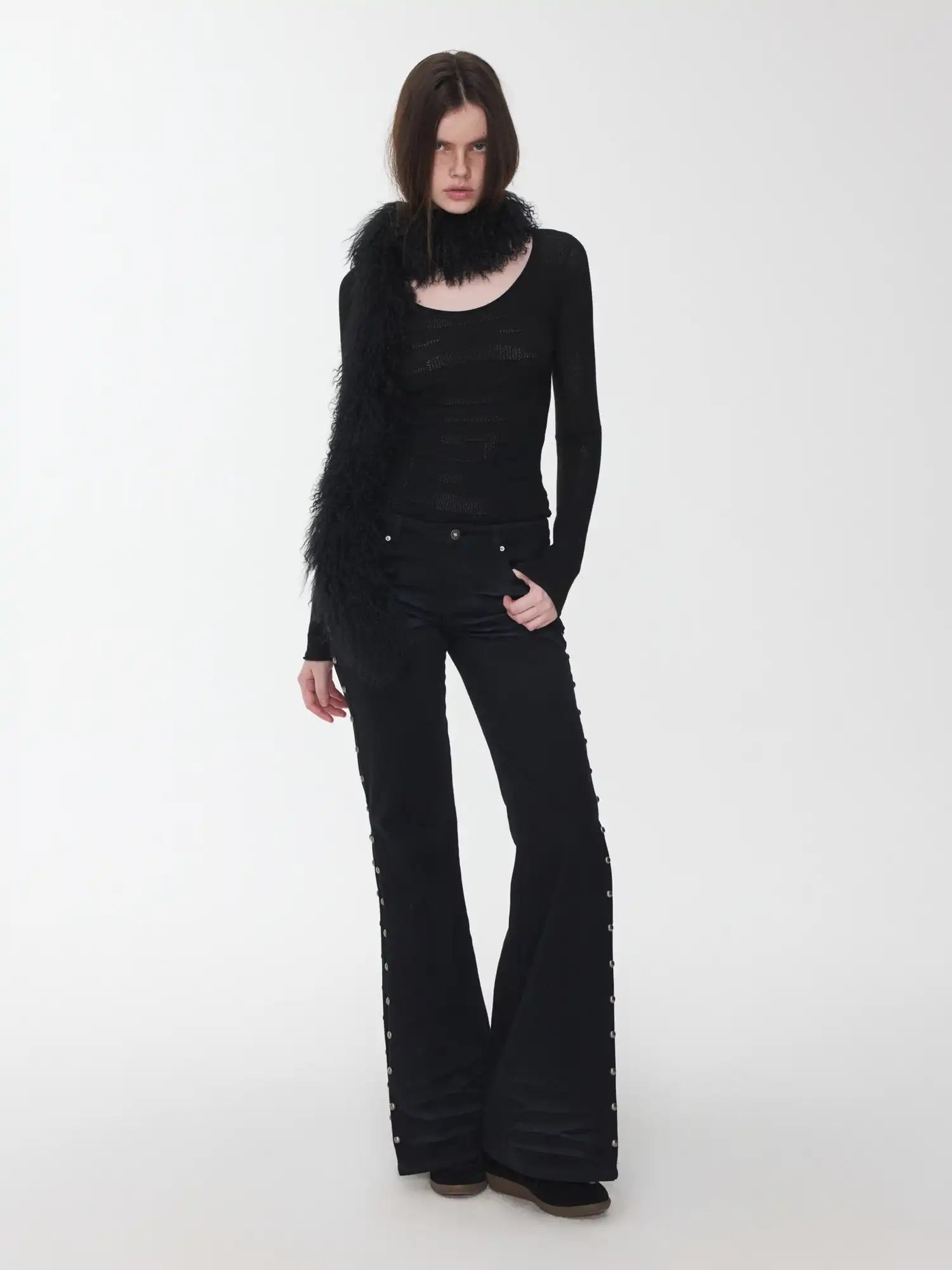 1Jinn Studio Studded Washed Flare Jeans | Canton Collective