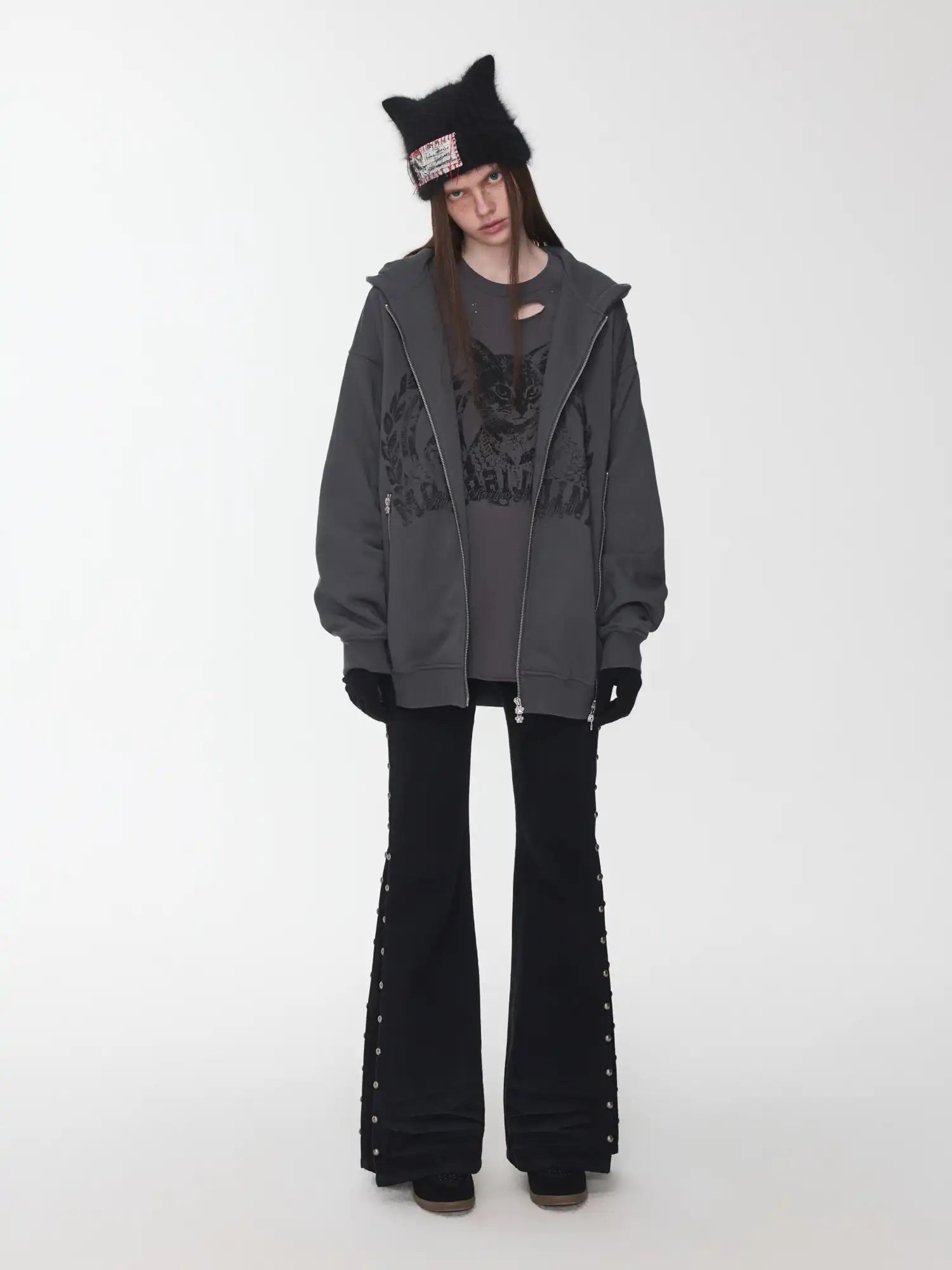 1Jinn Studio Studded Washed Flare Jeans | Canton Collective