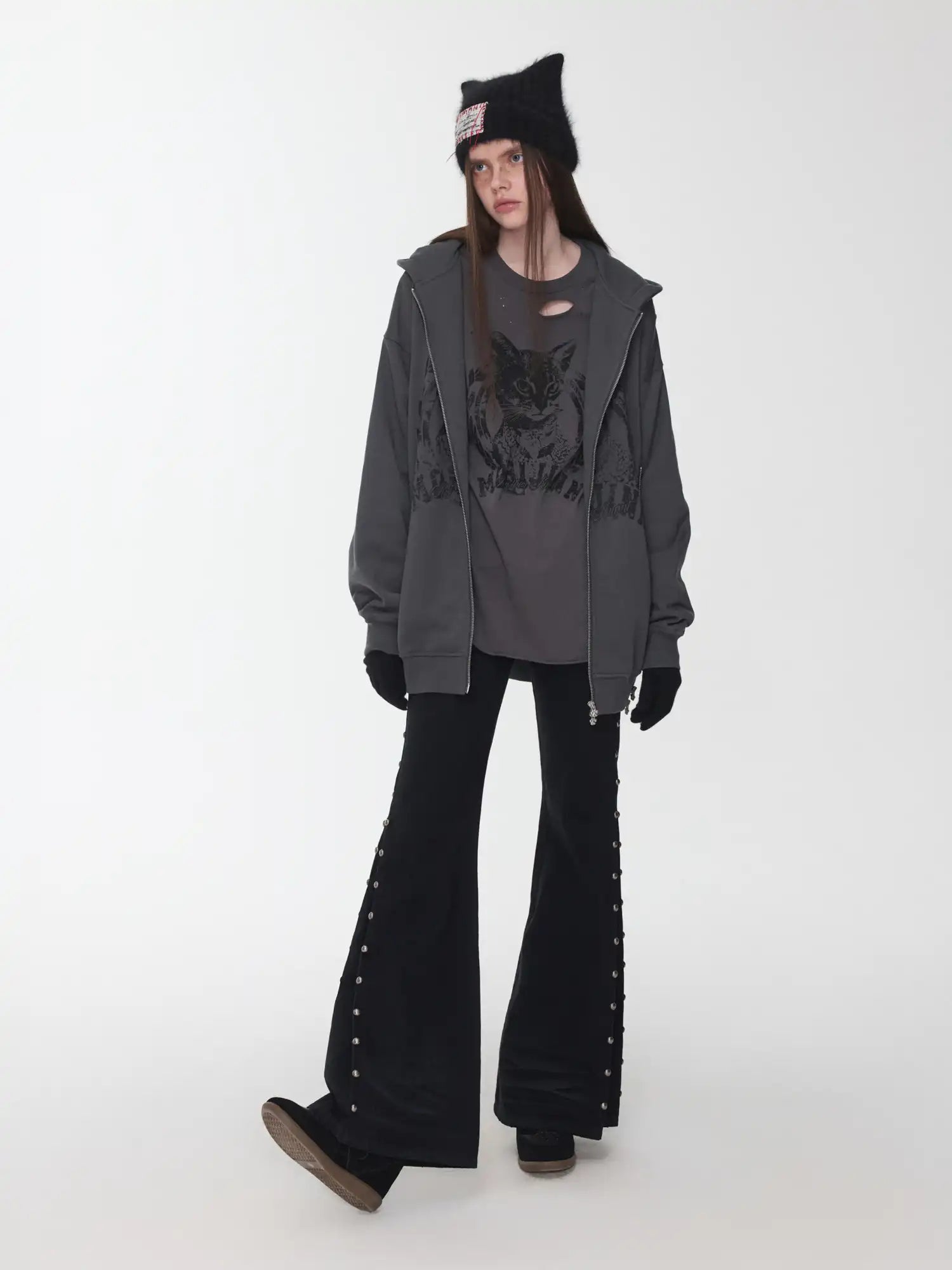 1Jinn Studio Studded Washed Flare Jeans | Canton Collective