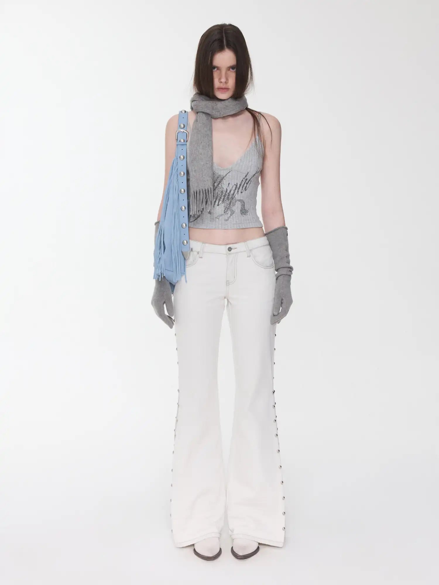 1Jinn Studio Studded Washed Flare Jeans | Canton Collective