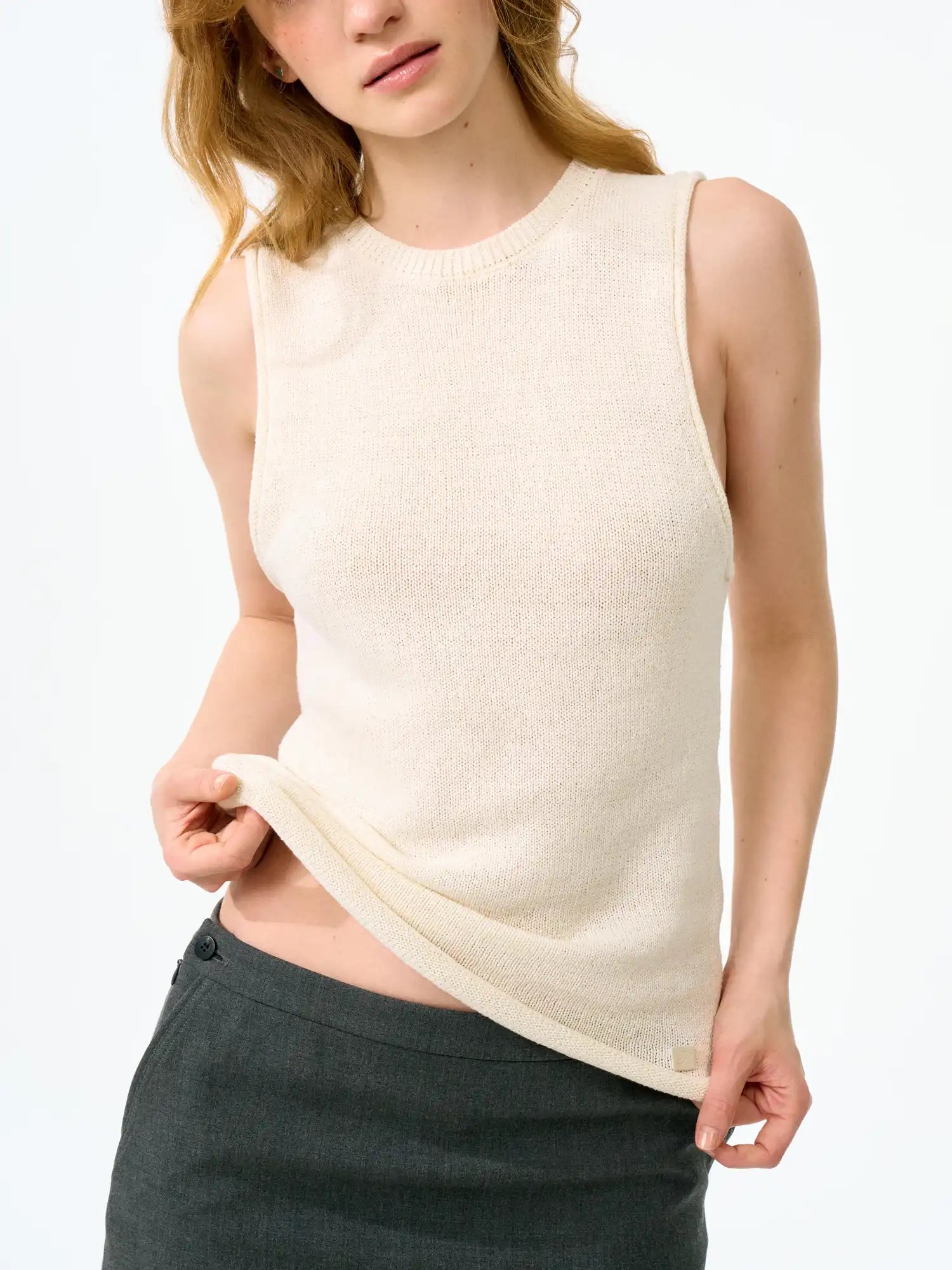 FirstFloor Stylish Linen Rolled-Edge Chunky Tank Top | Canton Collective