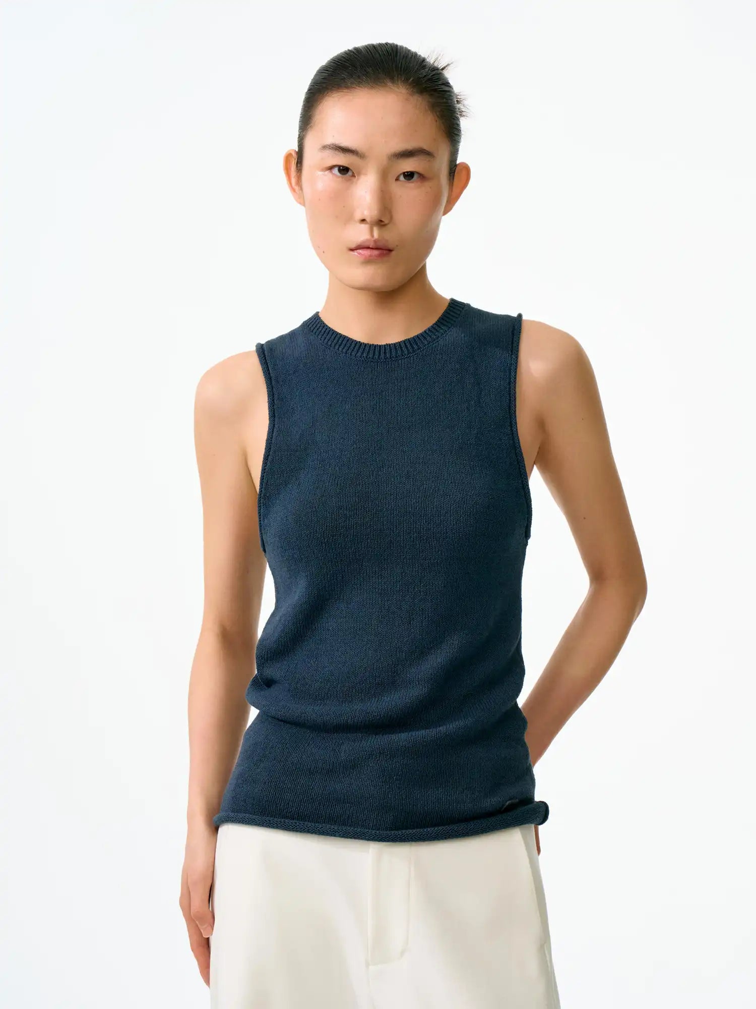FirstFloor Stylish Linen Rolled-Edge Chunky Tank Top | Canton Collective