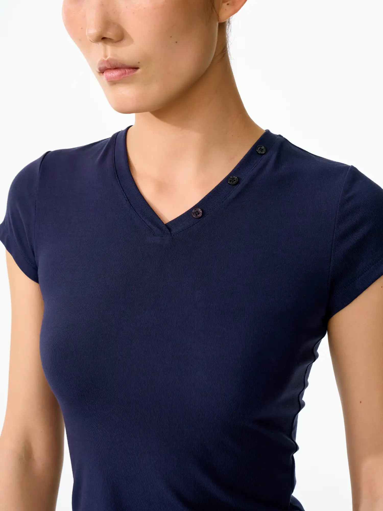 FirstFloor Subversive Basics Buttoned V-Neck Top | Canton Collective