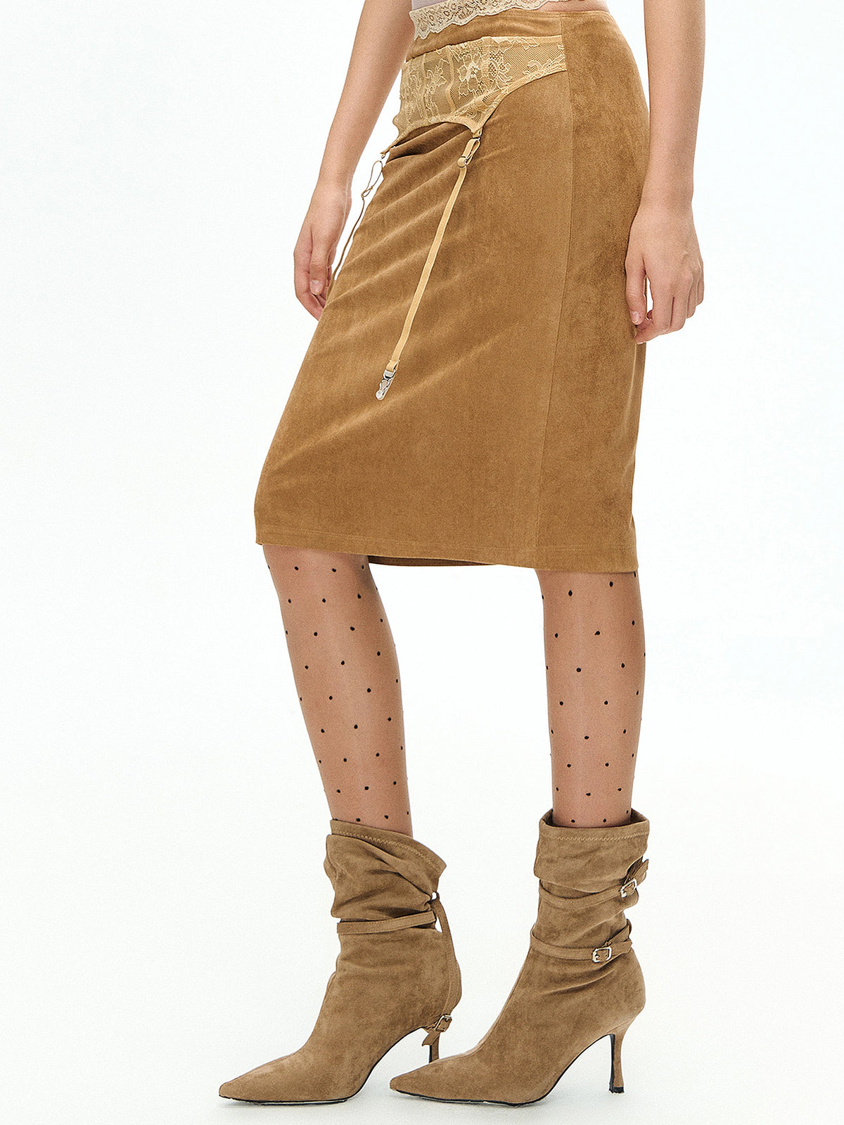 Deleteex Suede-Look Lace Pencil Skirt | Canton Collective