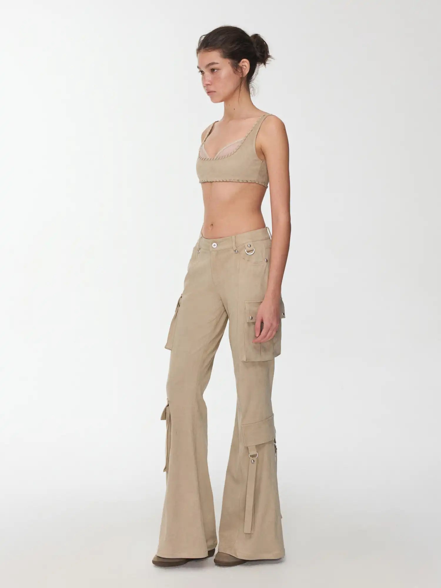 1Jinn Studio Suede Flared Cargo Pants | Canton Collective