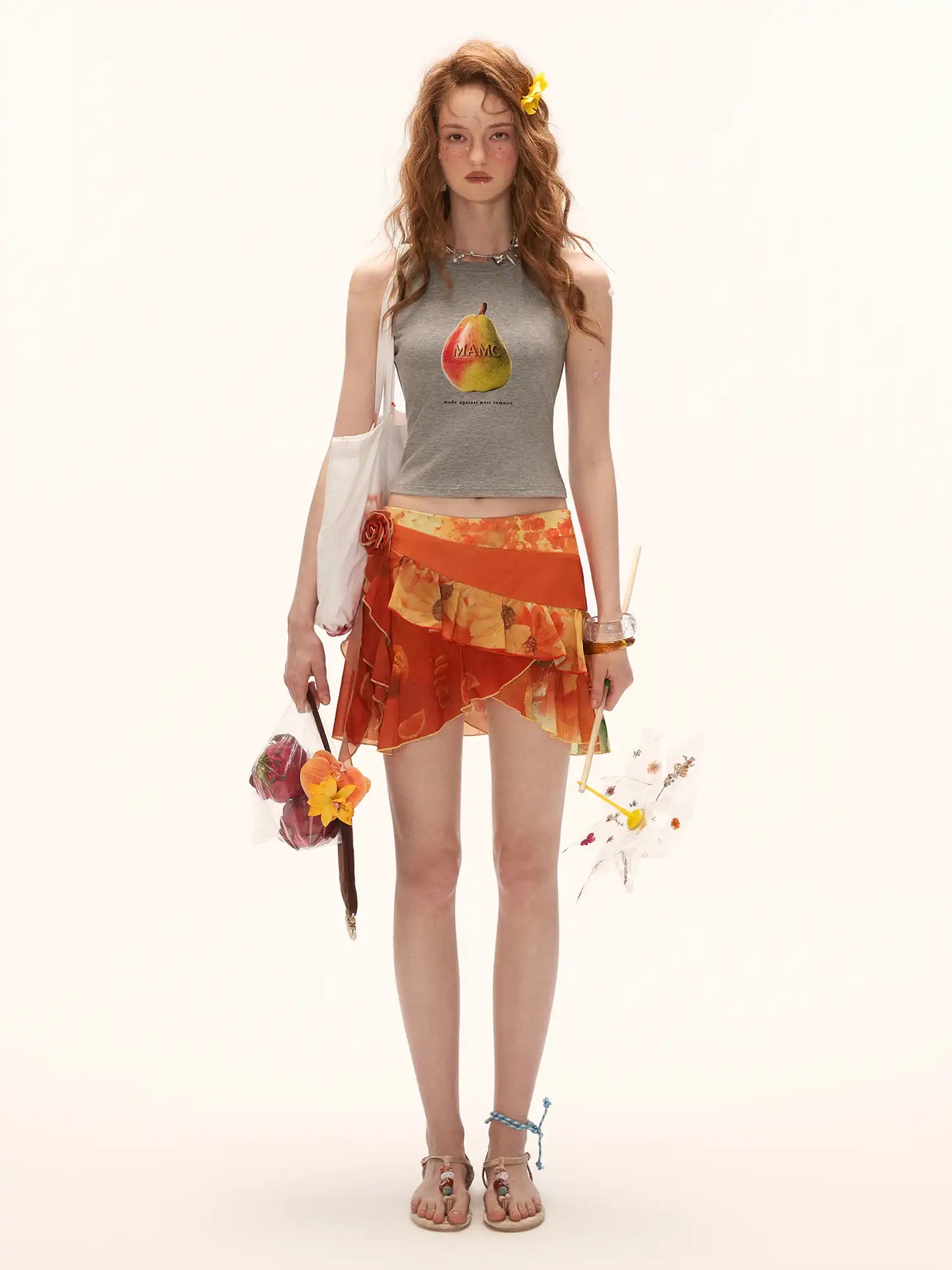 MAMC Sunset Tiered Chiffon Ruffled Mini Skirt | Canton Collective