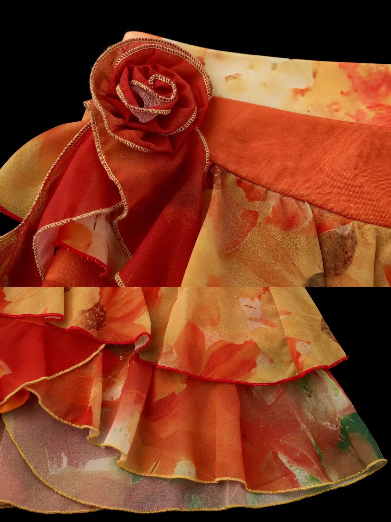 MAMC Sunset Tiered Chiffon Ruffled Mini Skirt | Canton Collective