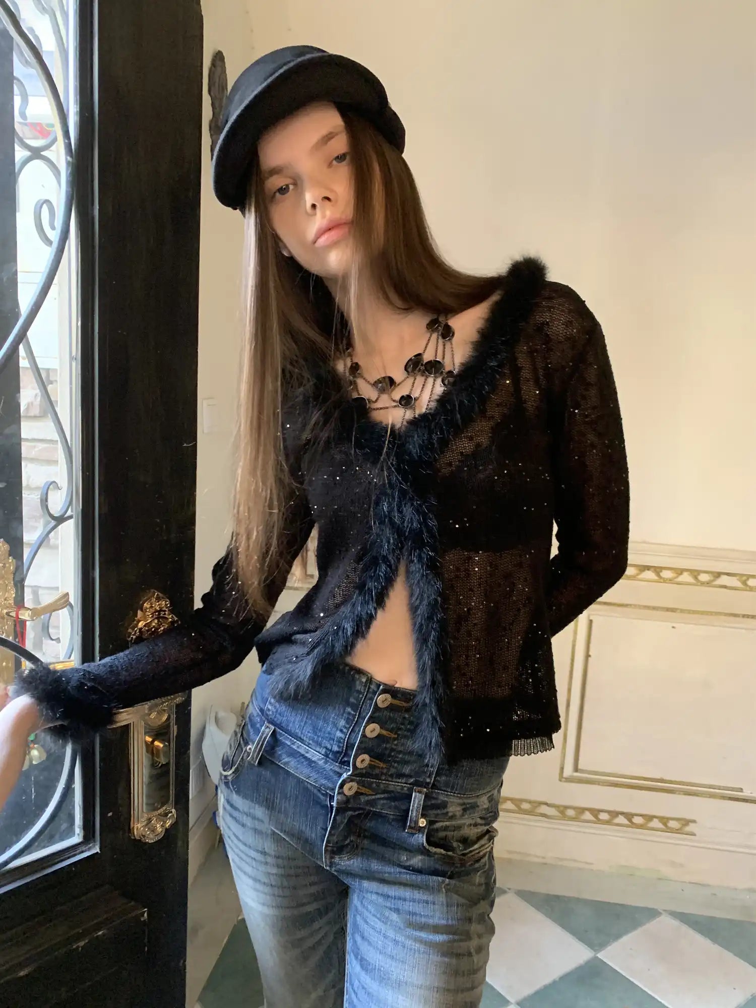 1Jinn Studio Sweet Girl Sequin Knit Corset Cardigan | Canton Collective