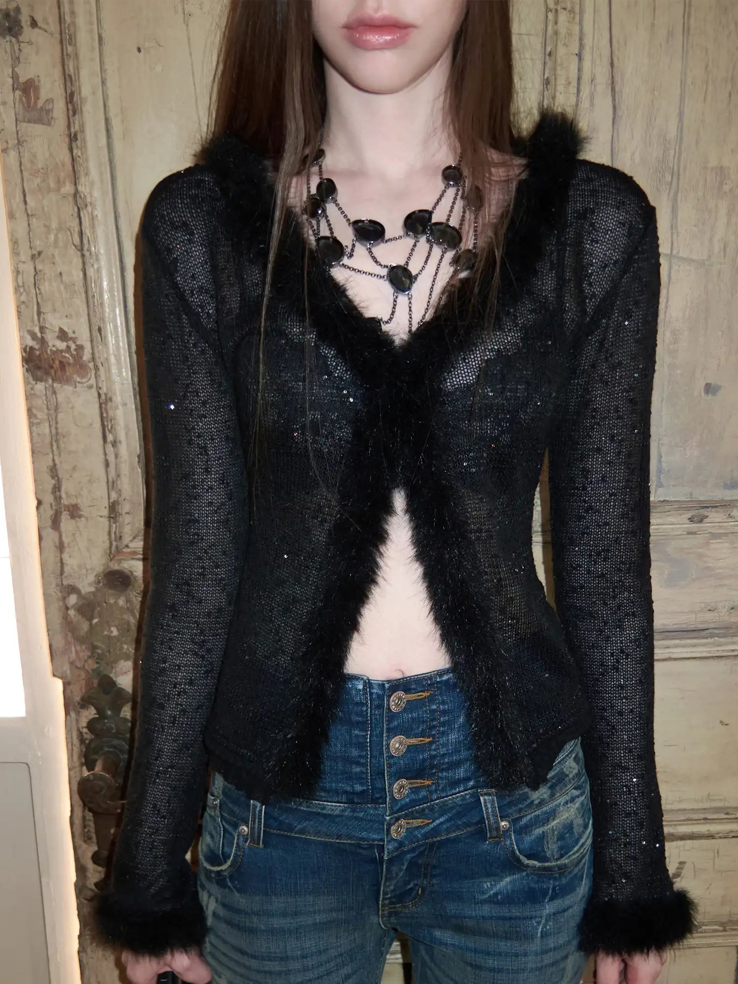 1Jinn Studio Sweet Girl Sequin Knit Corset Cardigan | Canton Collective