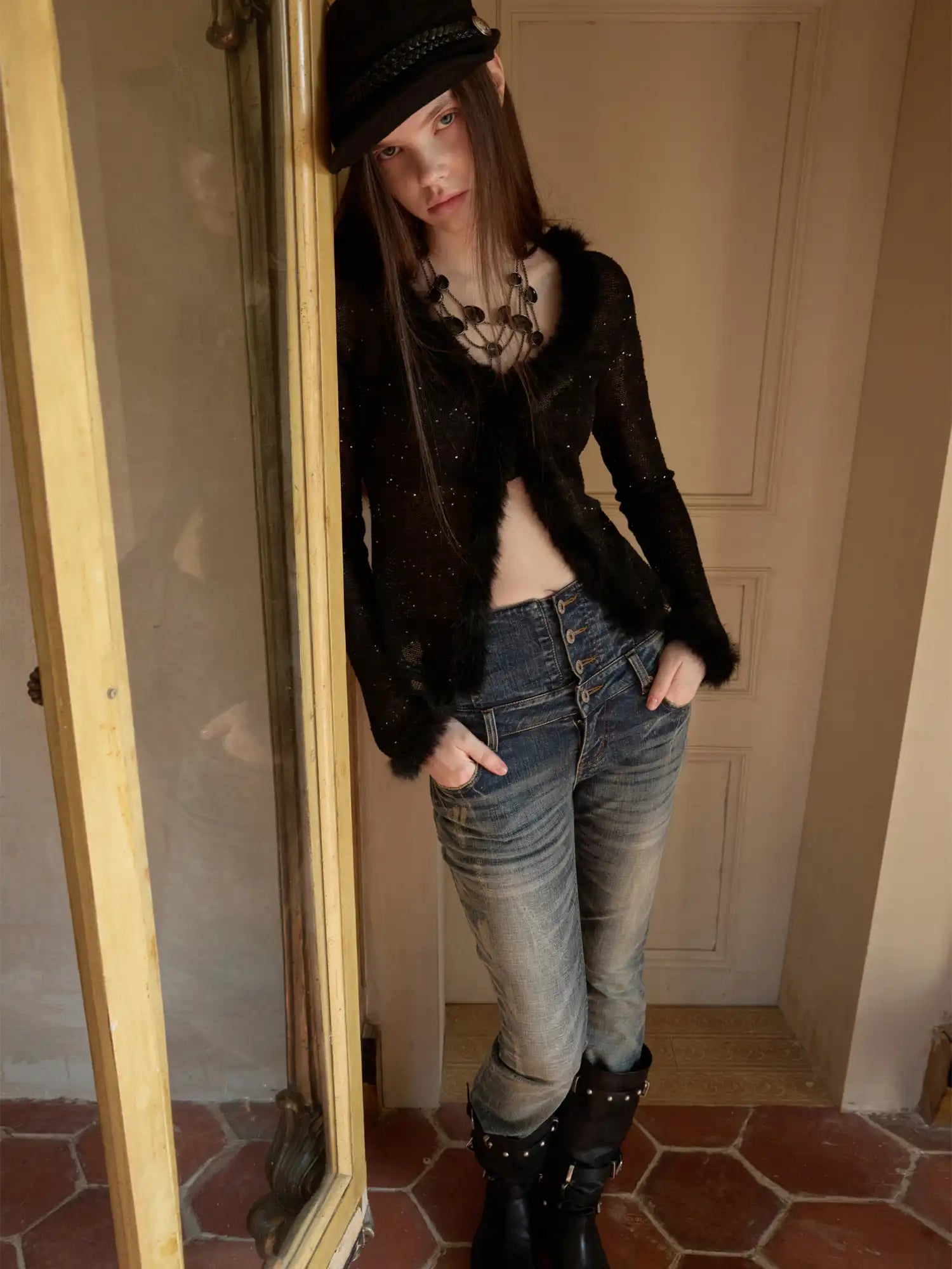 1Jinn Studio Sweet Girl Sequin Knit Corset Cardigan | Canton Collective