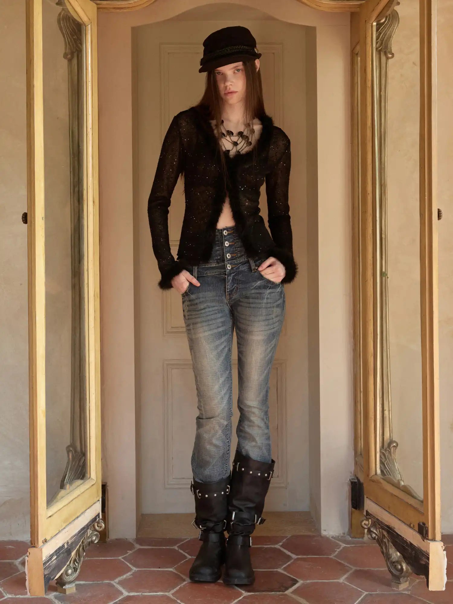 1Jinn Studio Sweet Girl Sequin Knit Corset Cardigan | Canton Collective