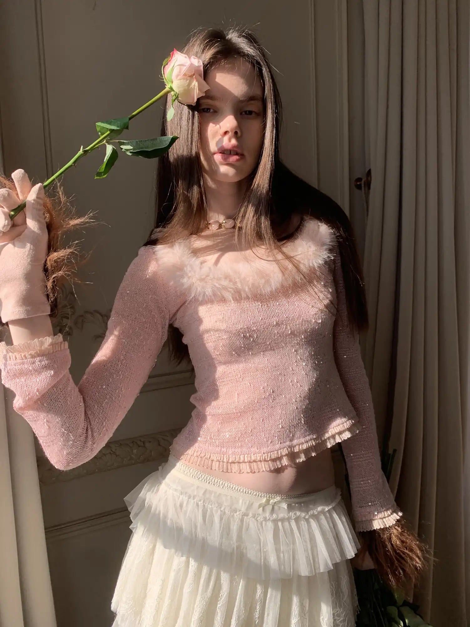 1Jinn Studio Sweet Girl Sheer Mesh Sparkle Blouse Top | Canton Collective