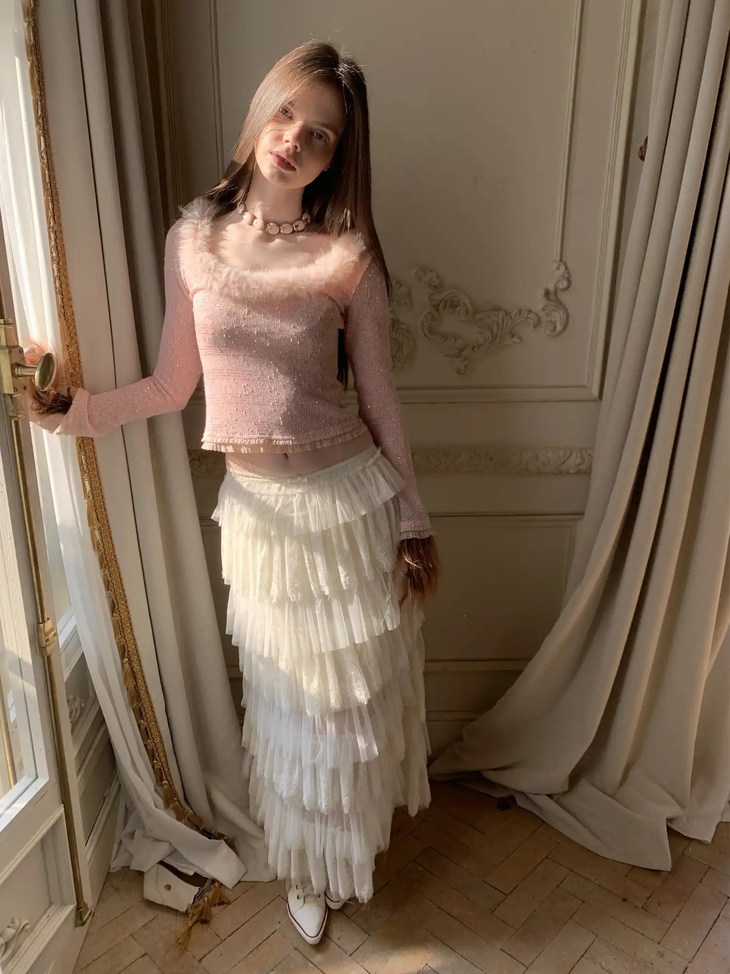 1Jinn Studio Sweet Girl Sheer Mesh Sparkle Blouse Top | Canton Collective