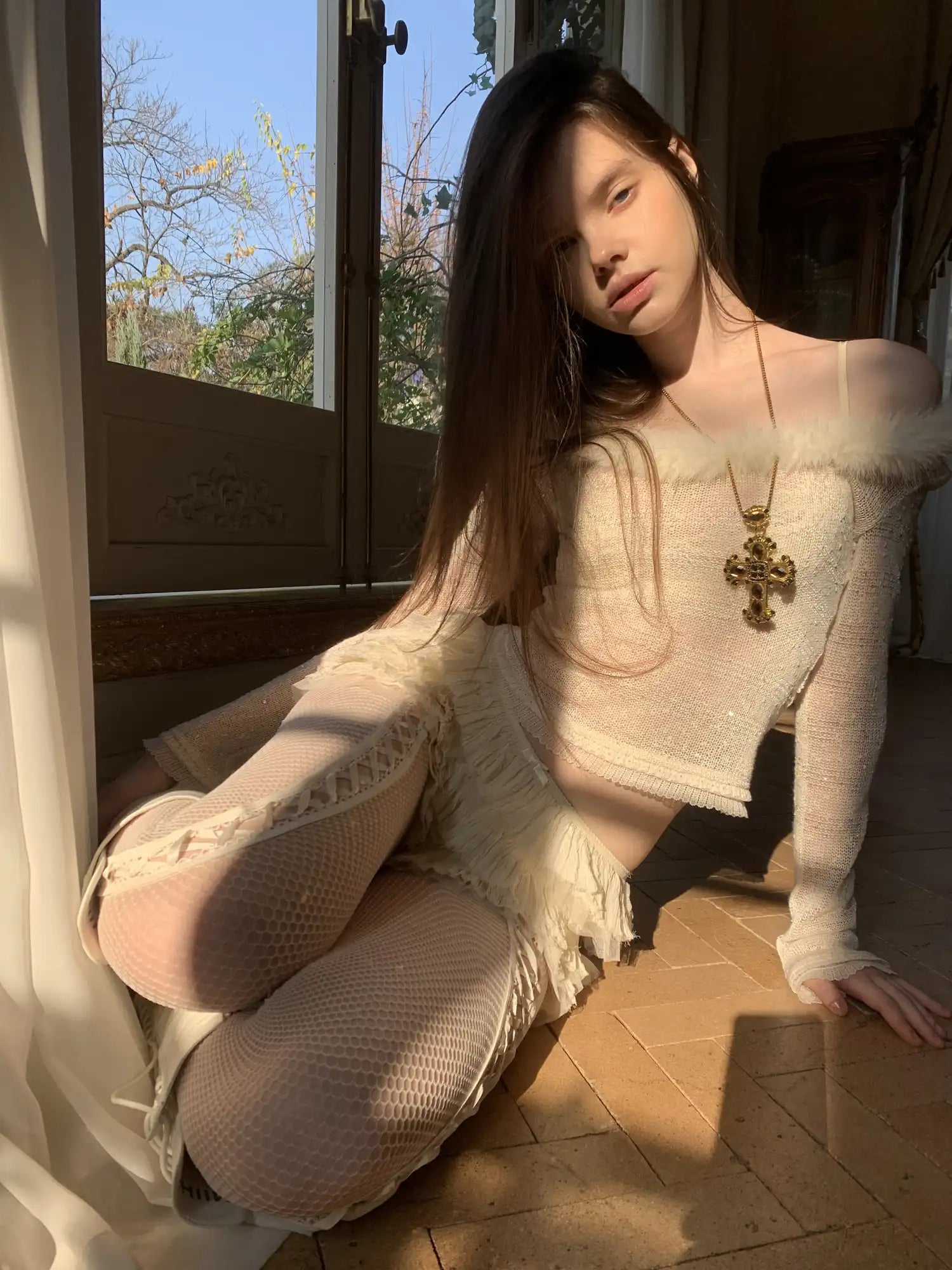 1Jinn Studio Sweet Girl Sheer Mesh Sparkle Blouse Top | Canton Collective