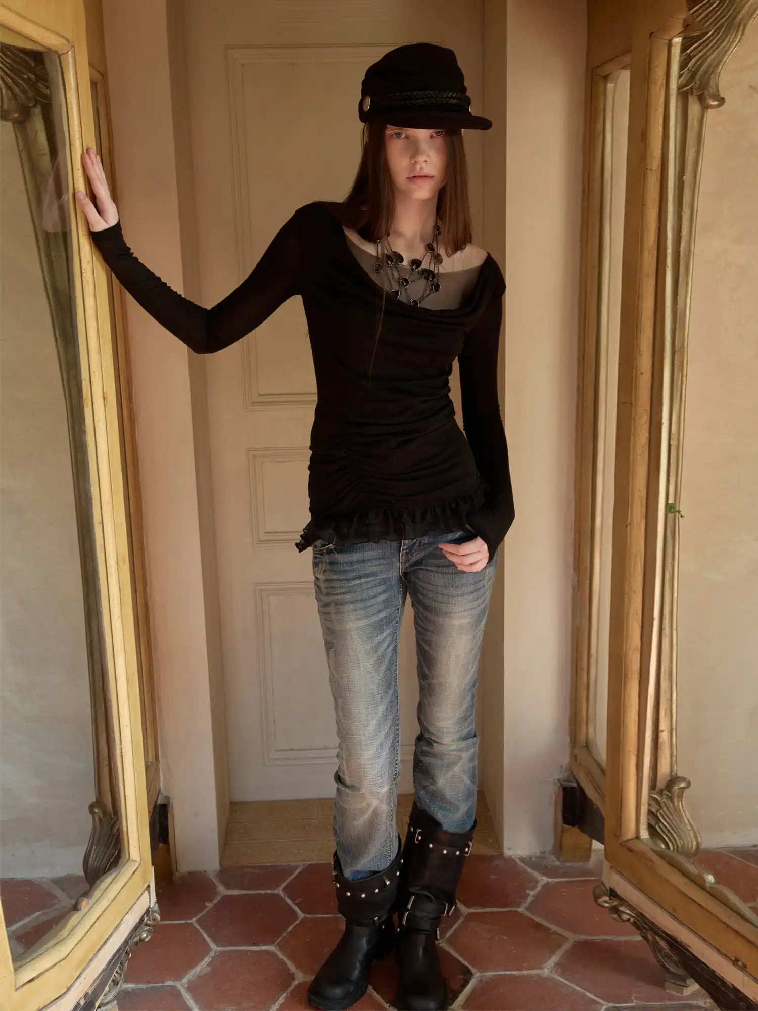 1Jinn Studio Sweetheart Cowl Neck Ruffle Hem Top | Canton Collective