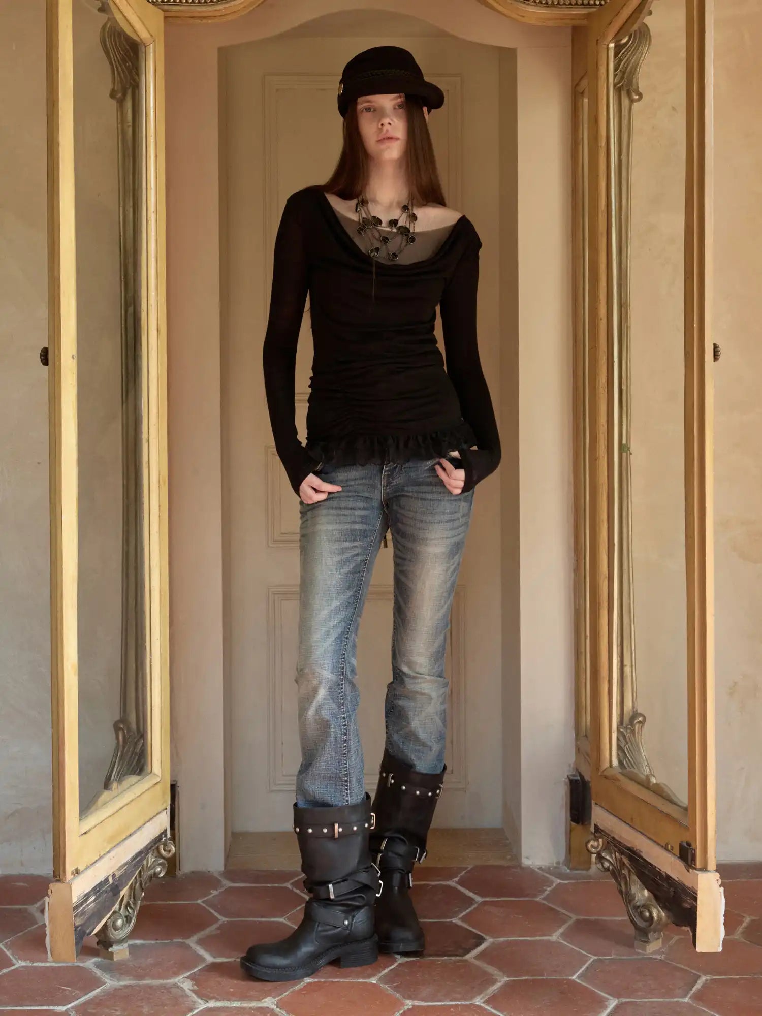 1Jinn Studio Sweetheart Cowl Neck Ruffle Hem Top | Canton Collective