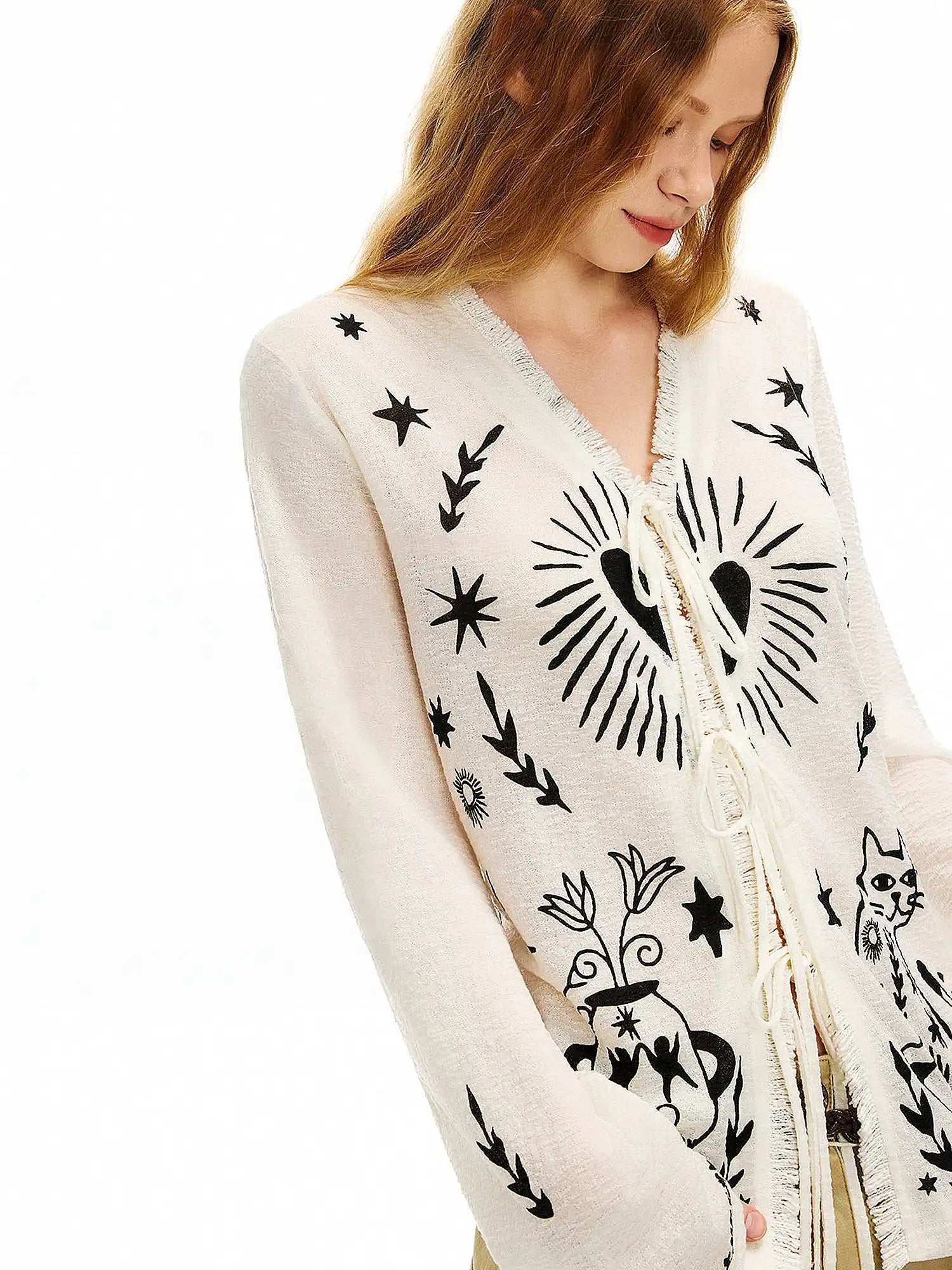 Outtheblue Tarot Cat Tie Front Cardigan | Canton Collective