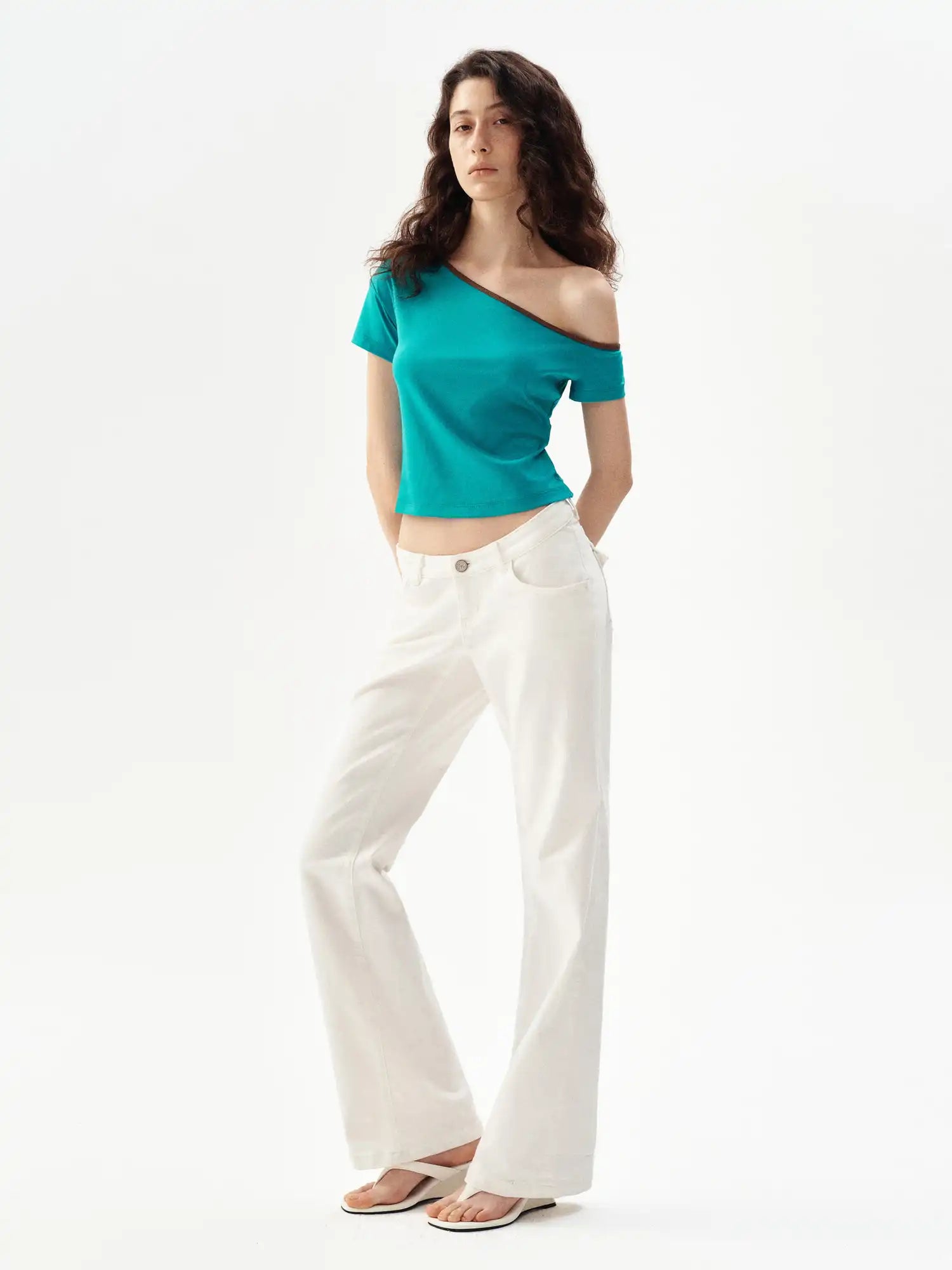 Ayo Teal Off Shoulder Crop Top | Canton Collective