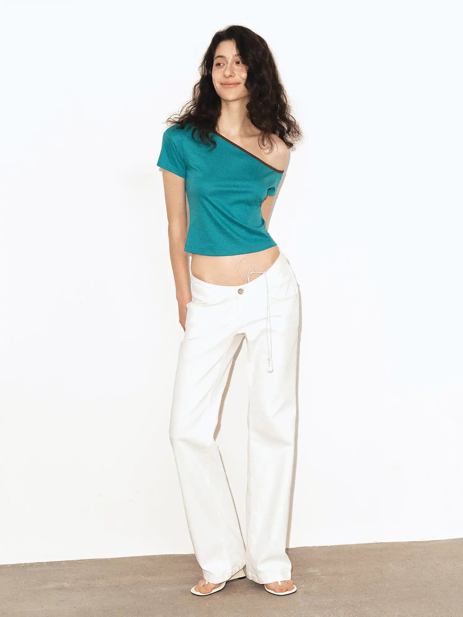 Ayo Teal Off Shoulder Crop Top | Canton Collective