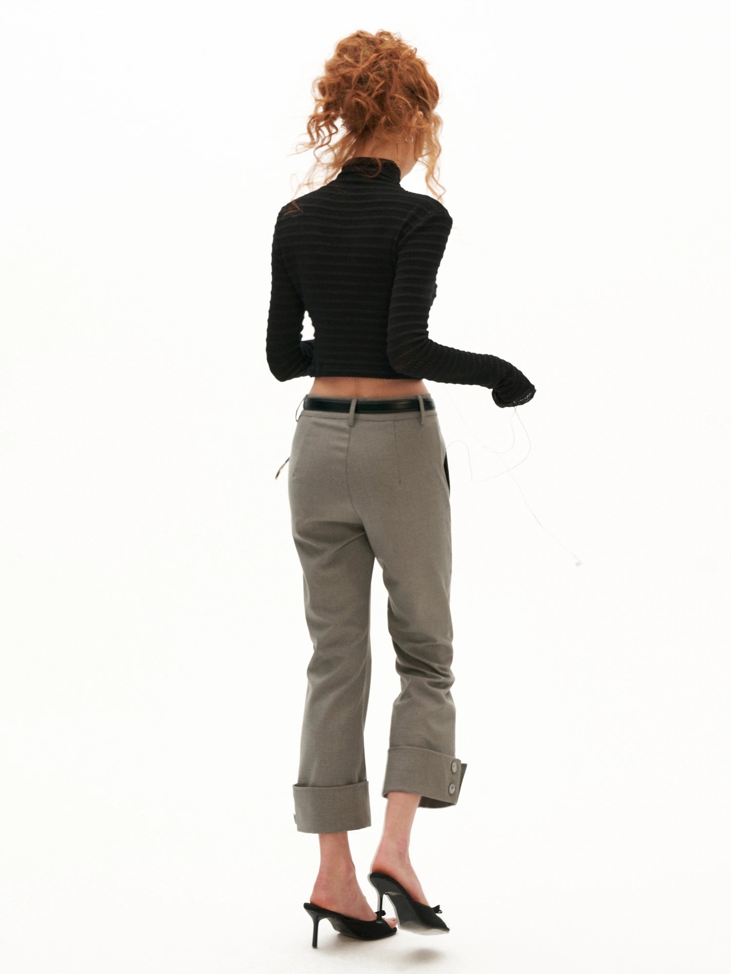 MAMC Textured Mock Neck Long Sleeve Crop Top | Canton Collective