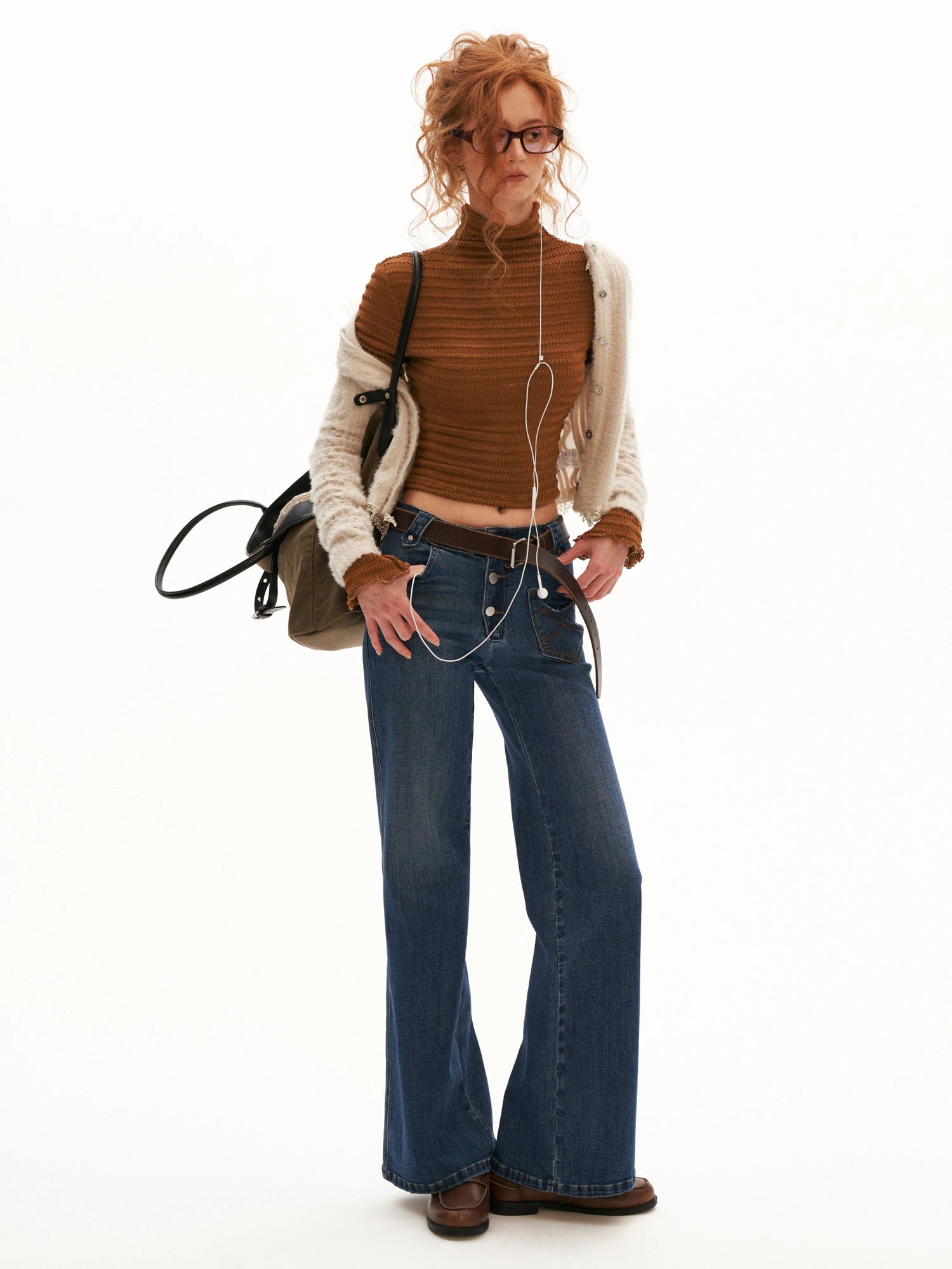 MAMC Textured Mock Neck Long Sleeve Crop Top | Canton Collective