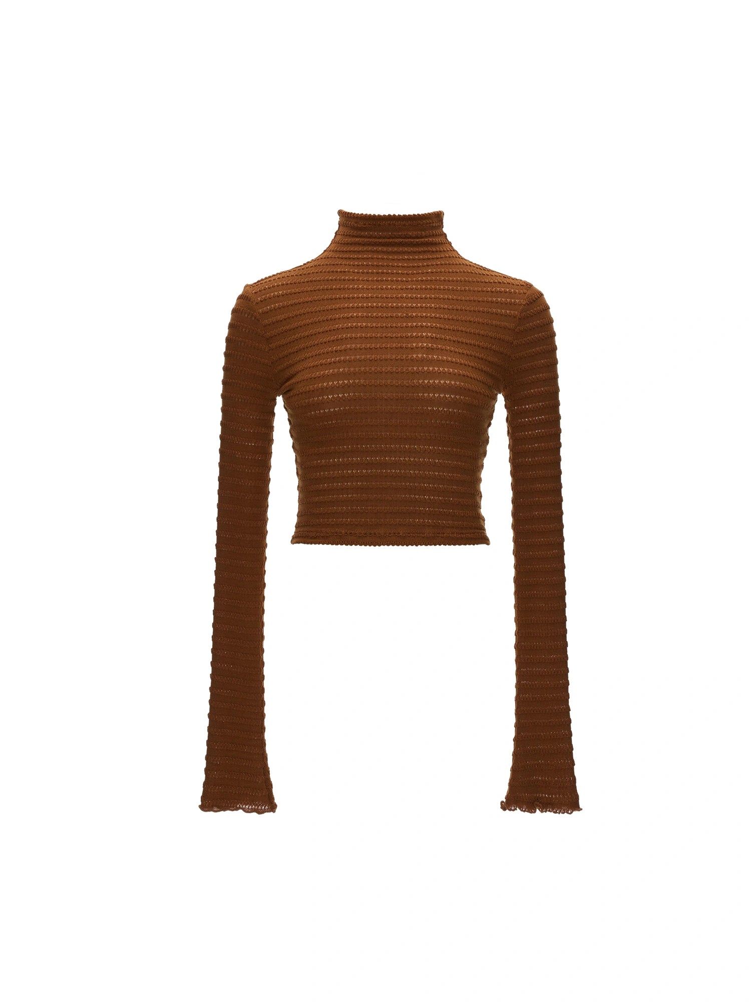 MAMC Textured Mock Neck Long Sleeve Crop Top | Canton Collective