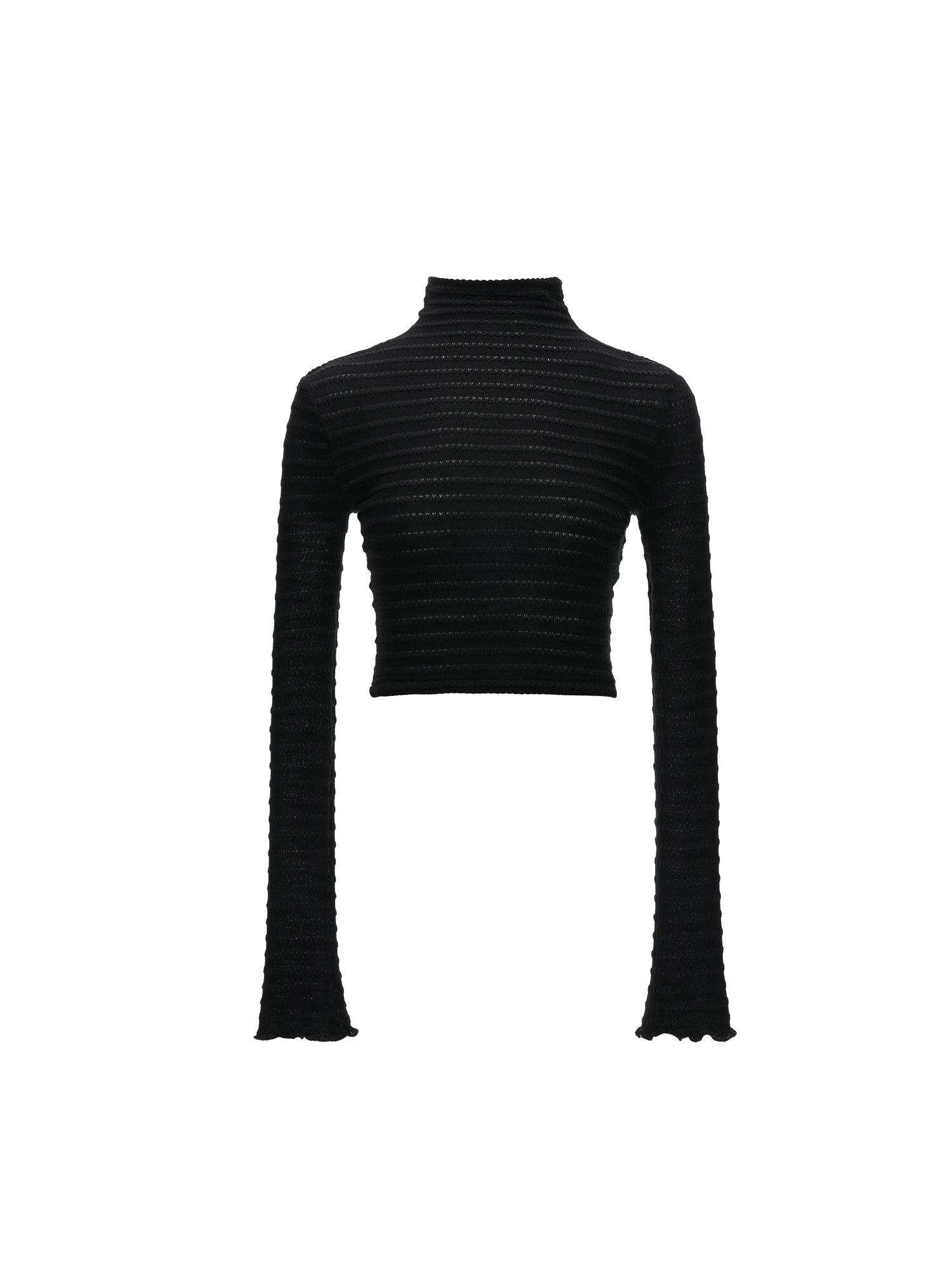MAMC Textured Mock Neck Long Sleeve Crop Top | Canton Collective