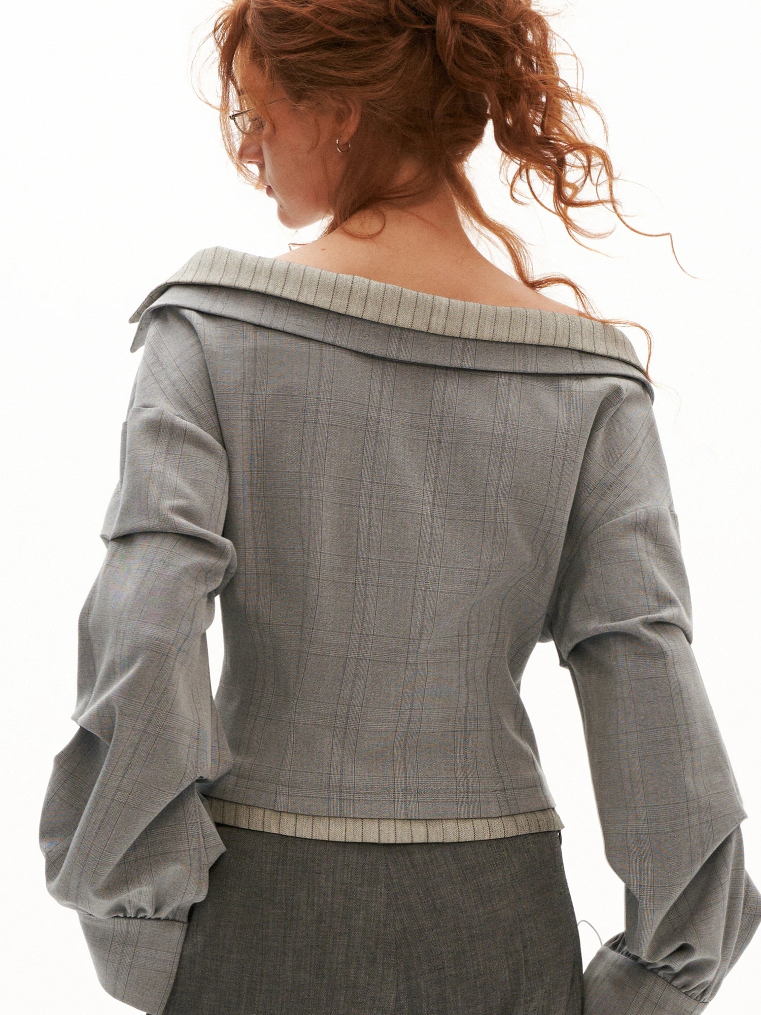 MAMC Textured Plaid Long Sleeve Wrap Top | Canton Collective