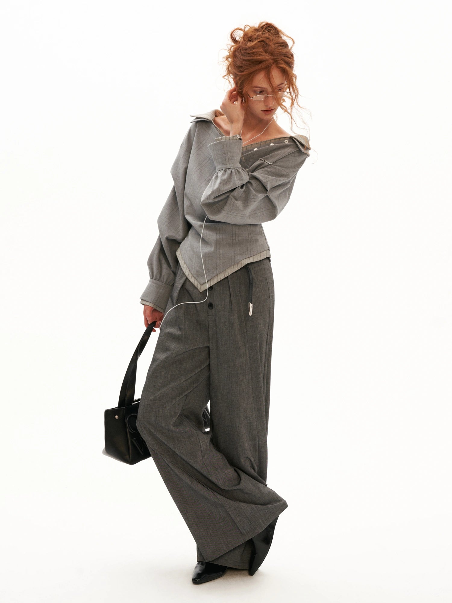 MAMC Textured Plaid Long Sleeve Wrap Top | Canton Collective