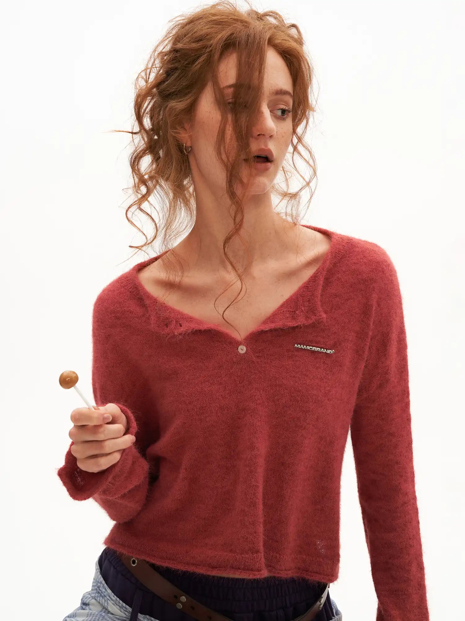 MAMC Tie Back Brushed Open Back Sweater | Canton Collective