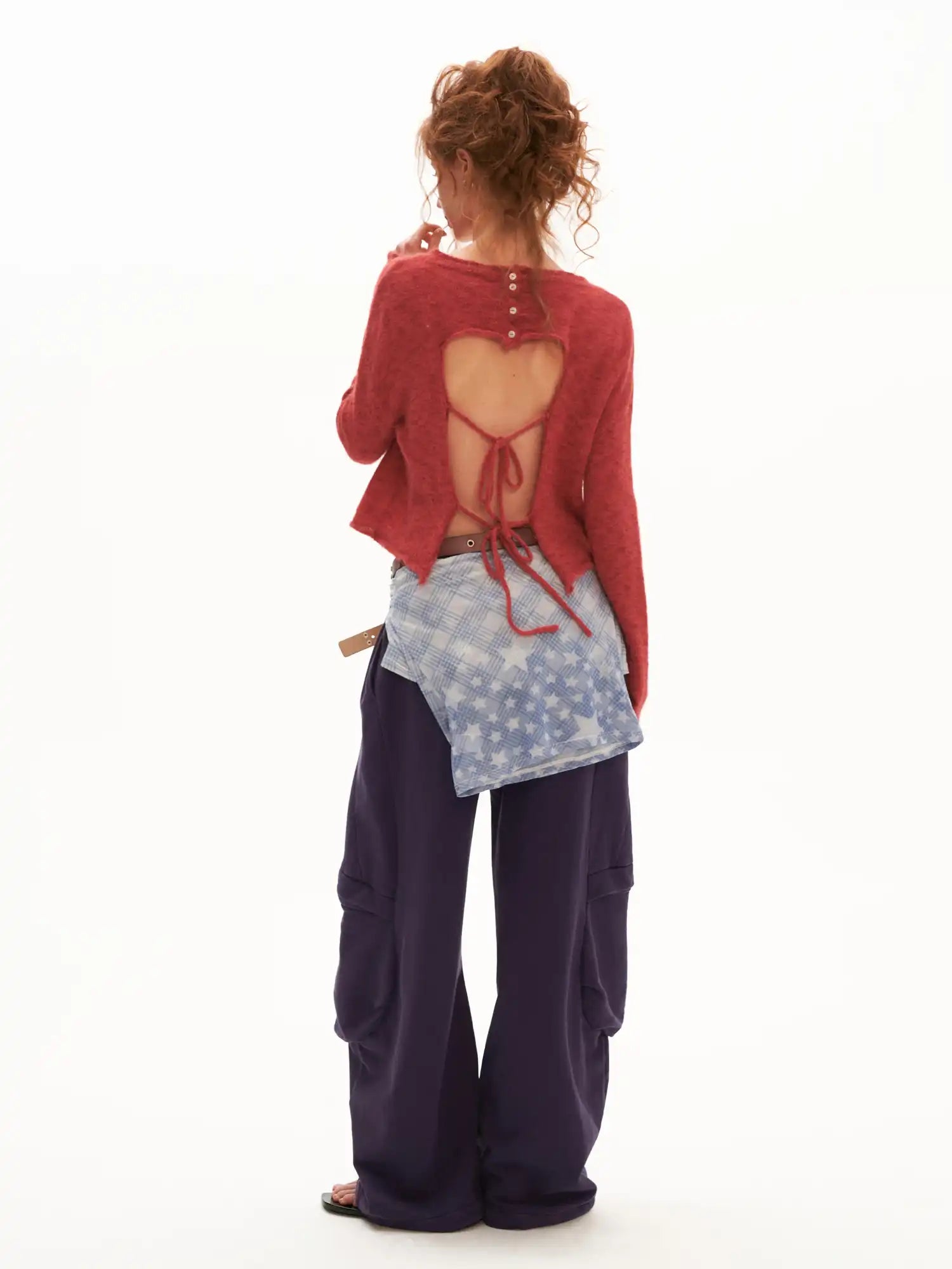 MAMC Tie Back Brushed Open Back Sweater | Canton Collective
