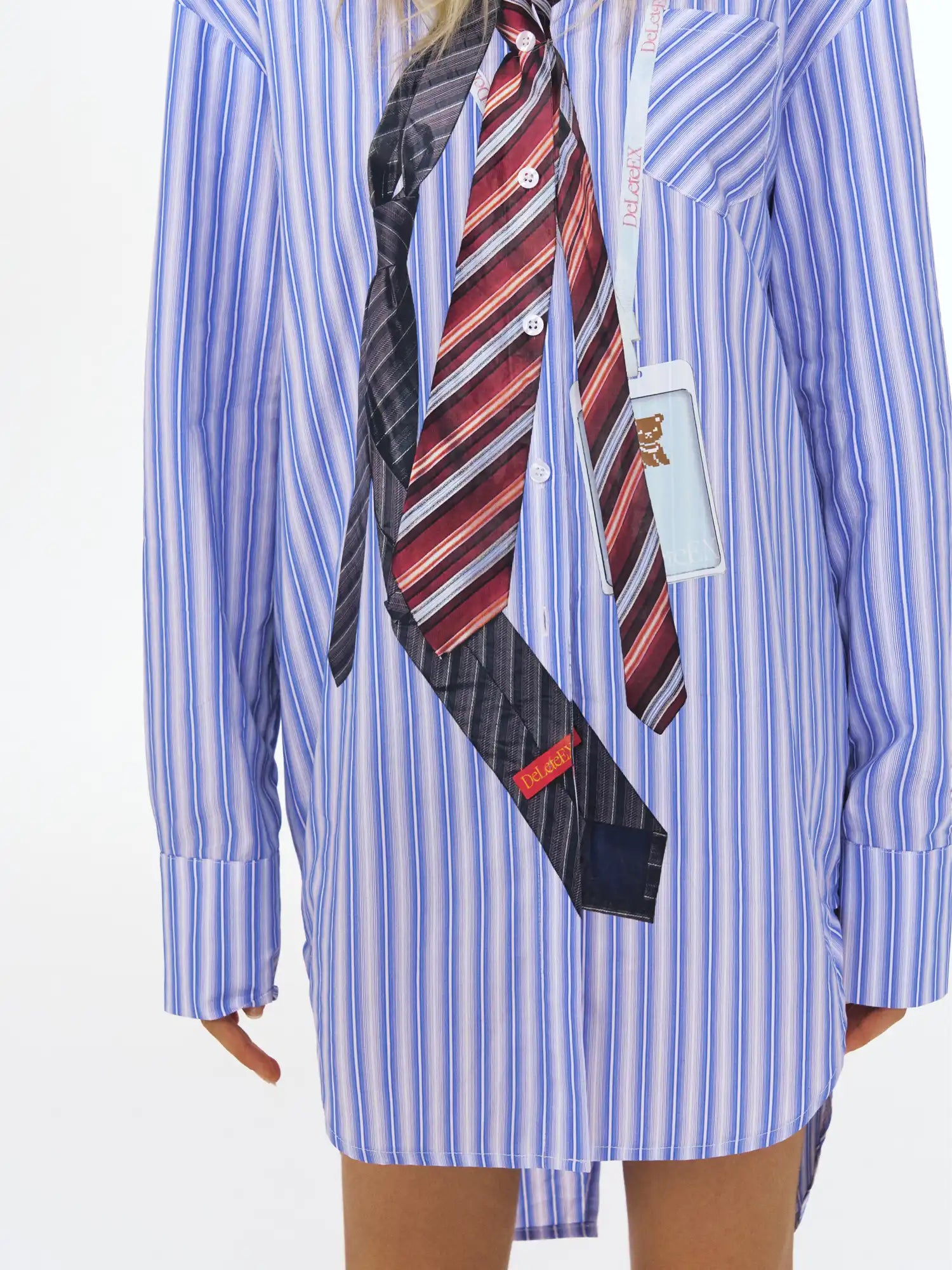 Deleteex Tie Pattern Stripe Hooded Shirt | Canton Collective