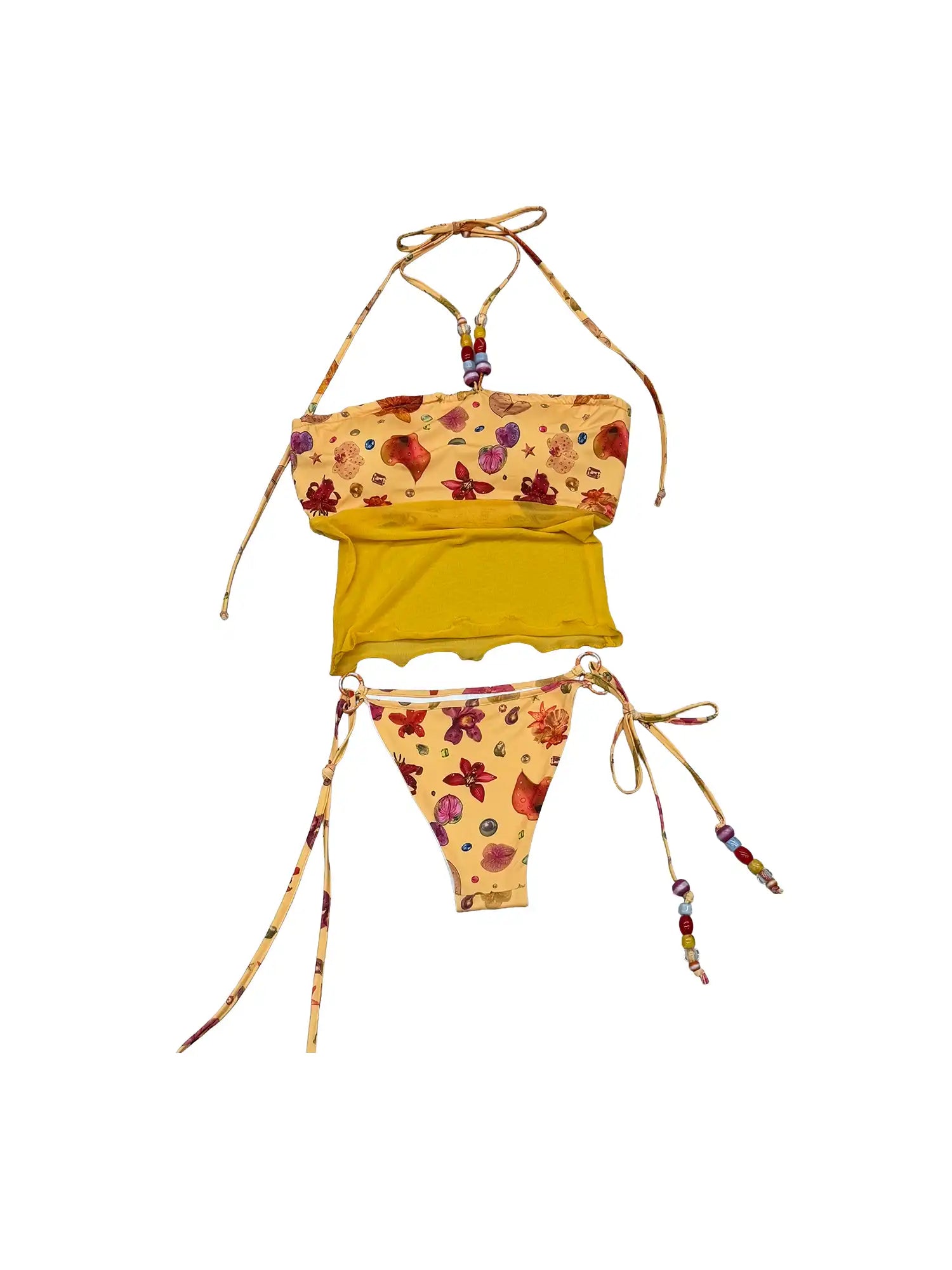 Deleteex Tropical Floral Halter Bikini Swimwear Set | Canton Collective