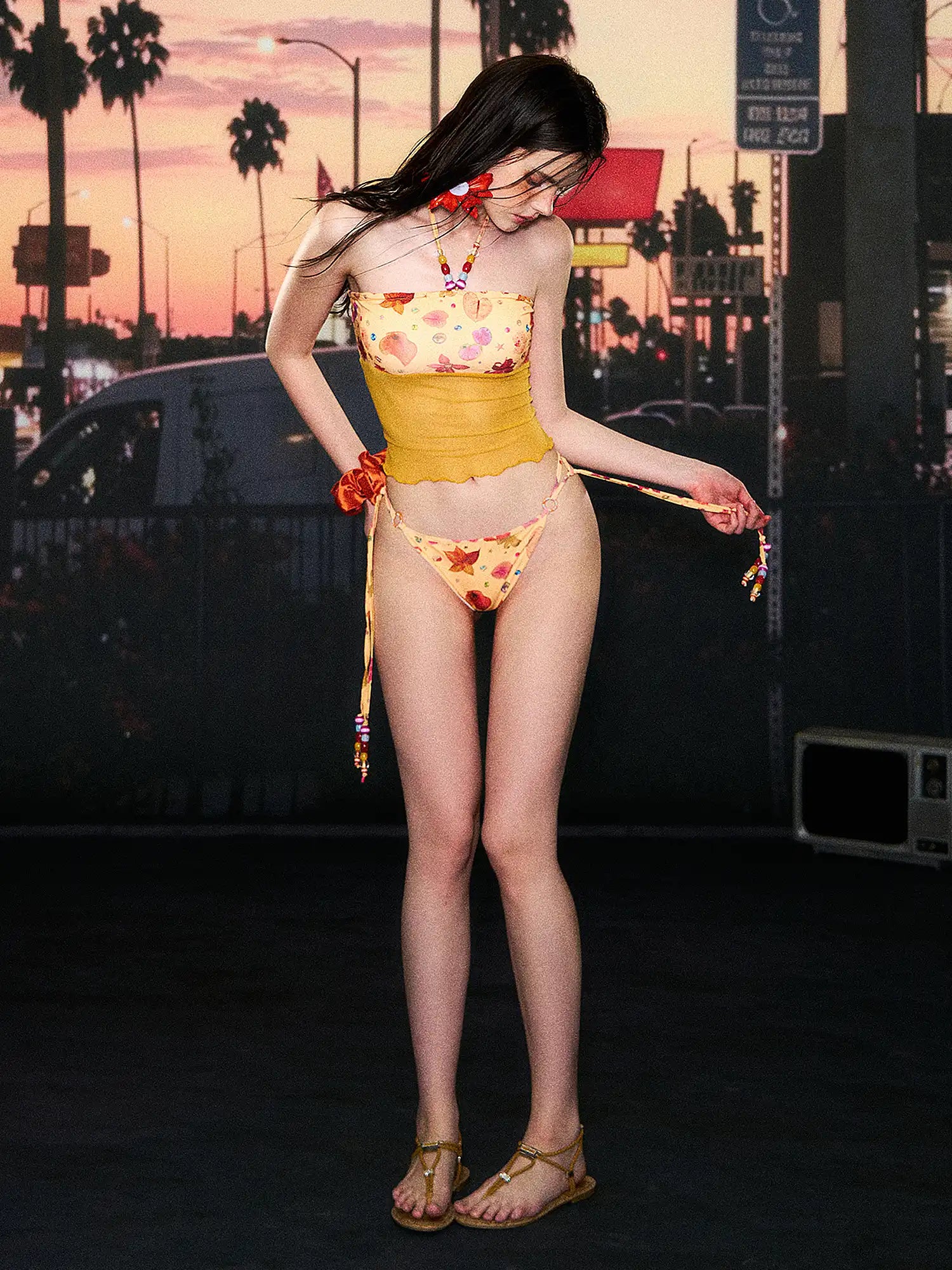 Deleteex Tropical Floral Halter Bikini Swimwear Set | Canton Collective