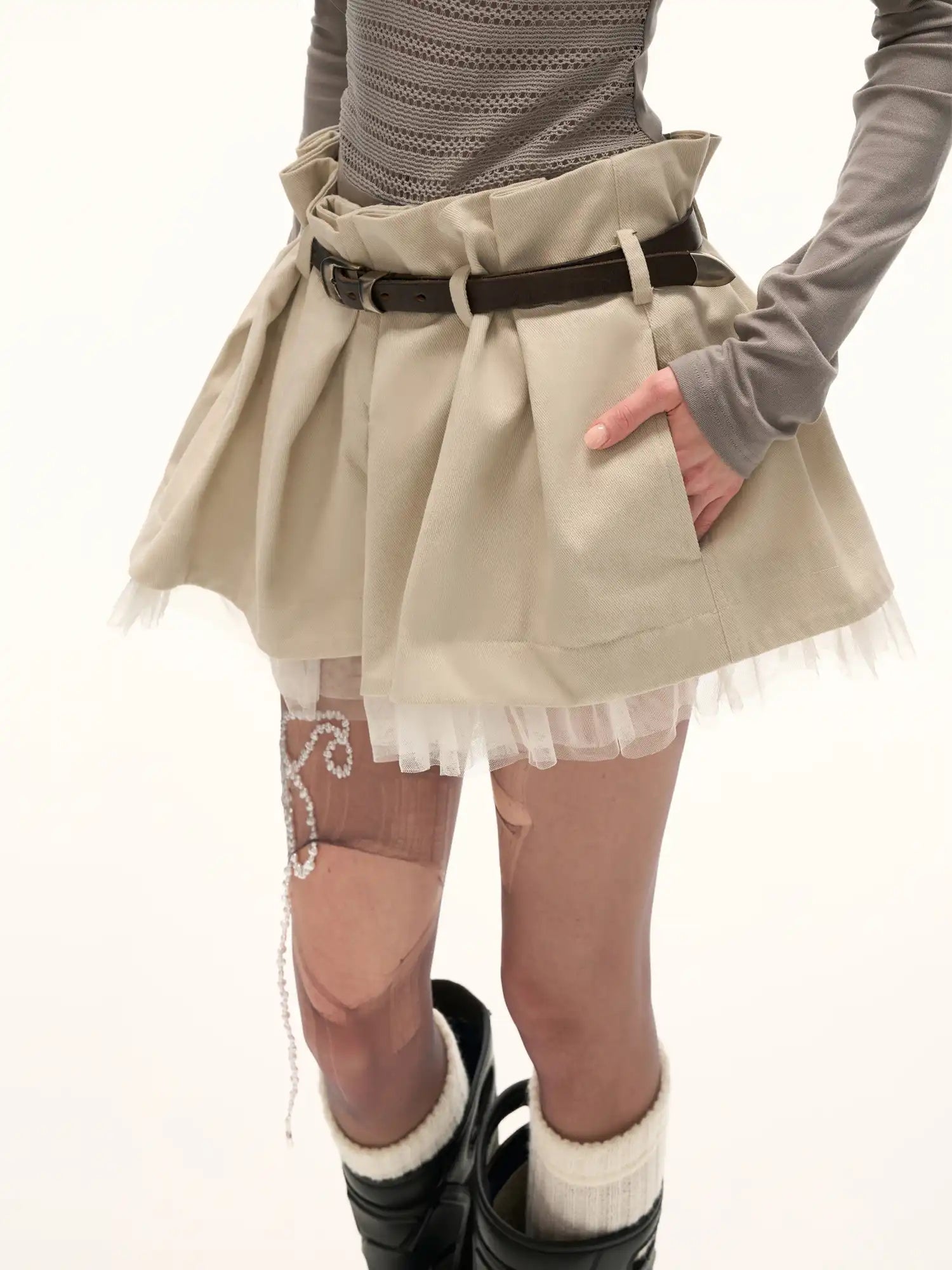 MAMC Tulle Tiered Pleated Mini Skirt | Canton Collective