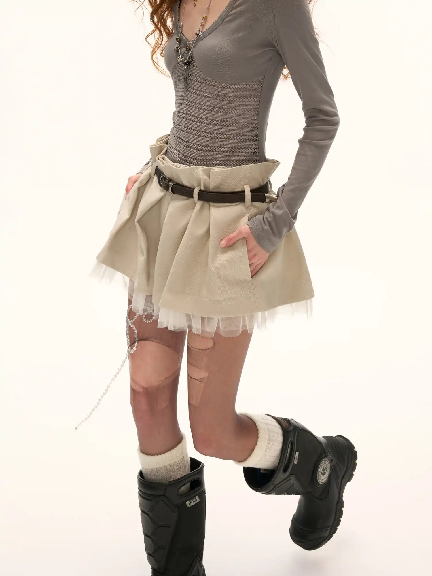 MAMC Tulle Tiered Pleated Mini Skirt | Canton Collective