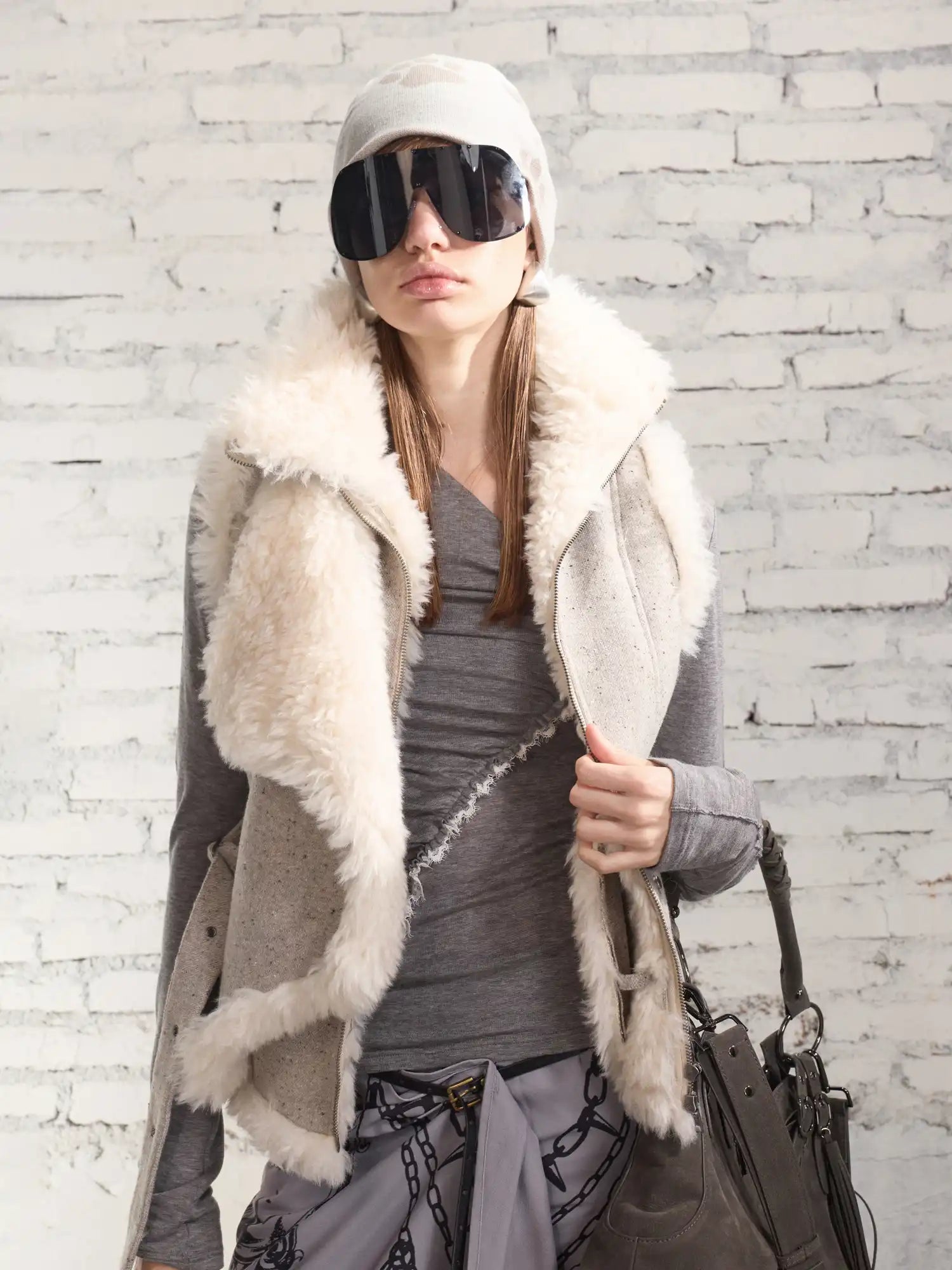 2th Desire Tweed Shearling Biker Vest | Canton Collective